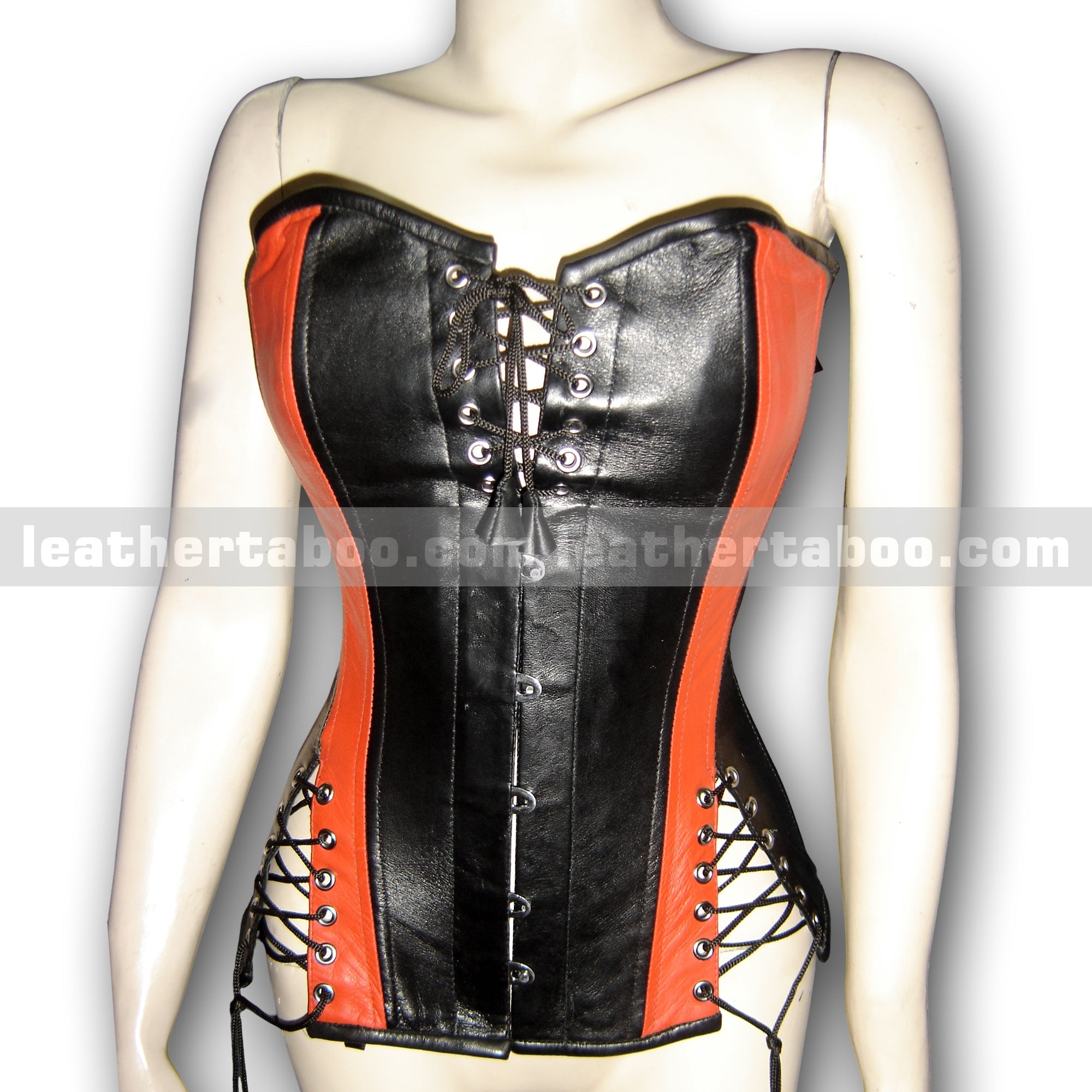 Premium Sheepskin Leather Corset Top for Women - Lace-Up Bustier Style Waist Cincher with Front & Side Eyelet Detailing - leather taboo