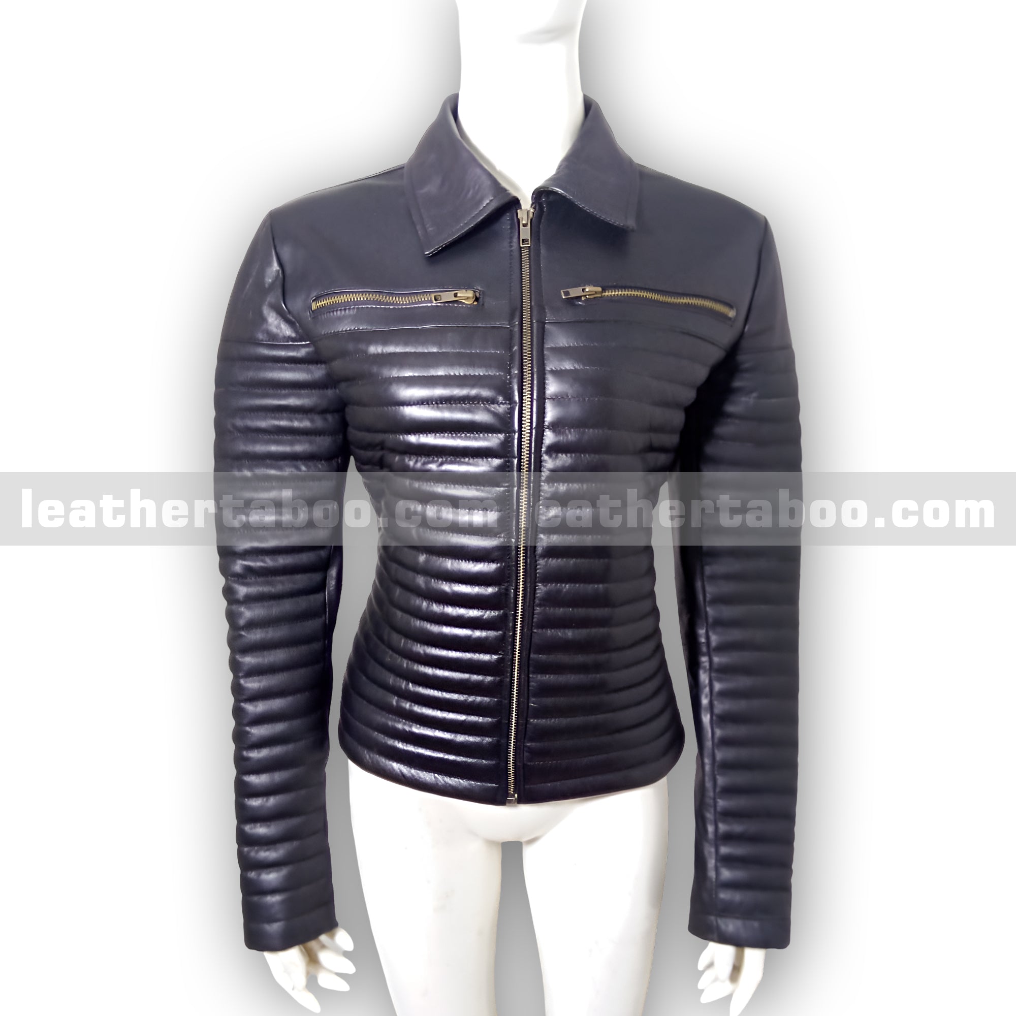 Women's Premium Sheepskin Leather Padded Jacket – Black Quilted Outerwear - leather taboo