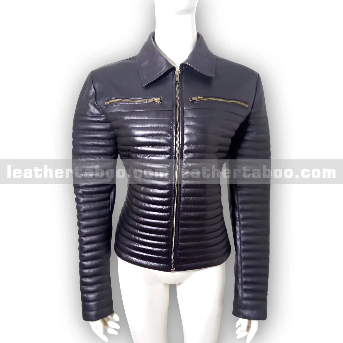 Women's Premium Sheepskin Leather Padded Jacket – Black Quilted Outerwear - leather taboo