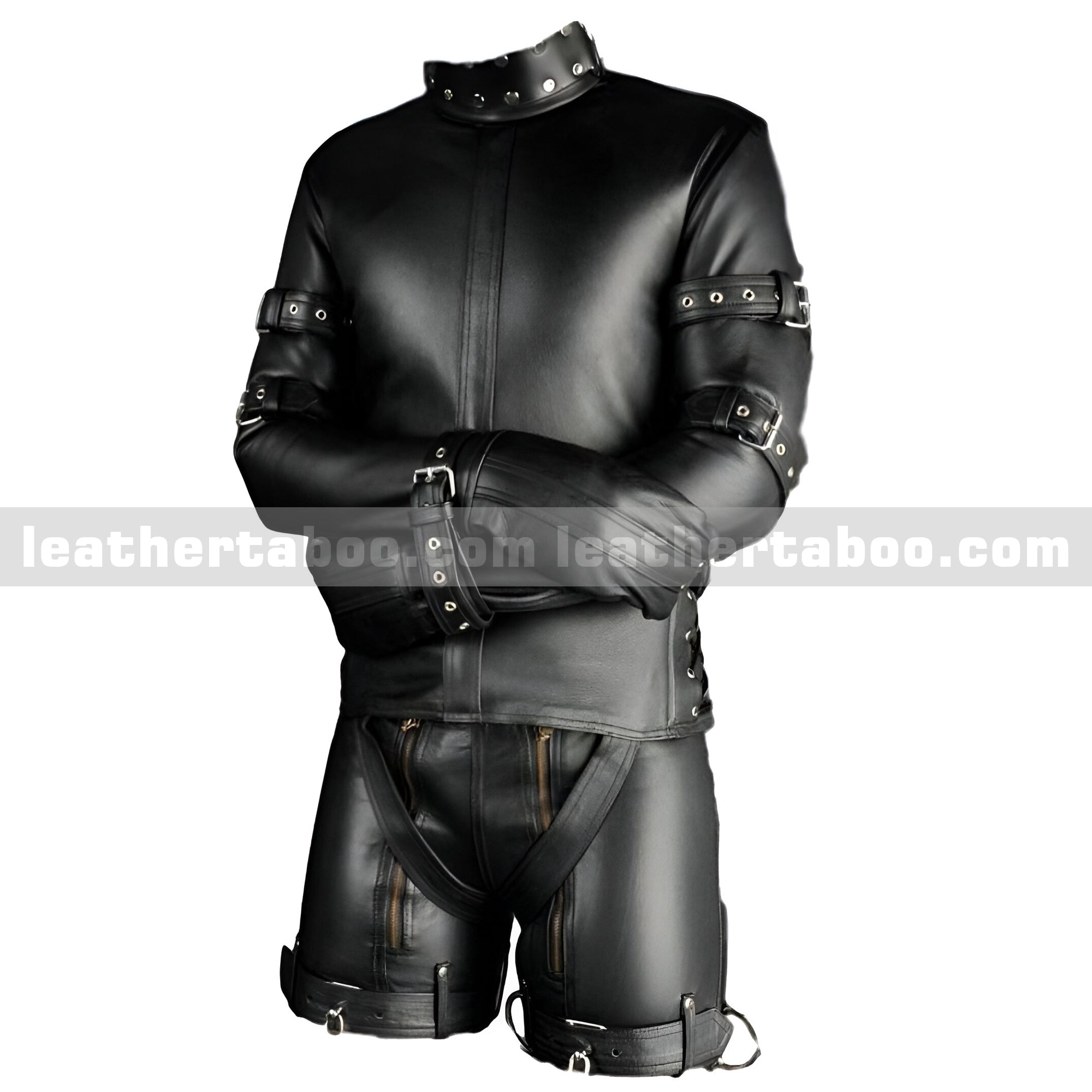 MEN,S BLACK REAL LEATHER STRAITJACKET LEATHER LINING STRAITJACKET HEAVY DUTY BLACK STRAITJACKET FOR MEN