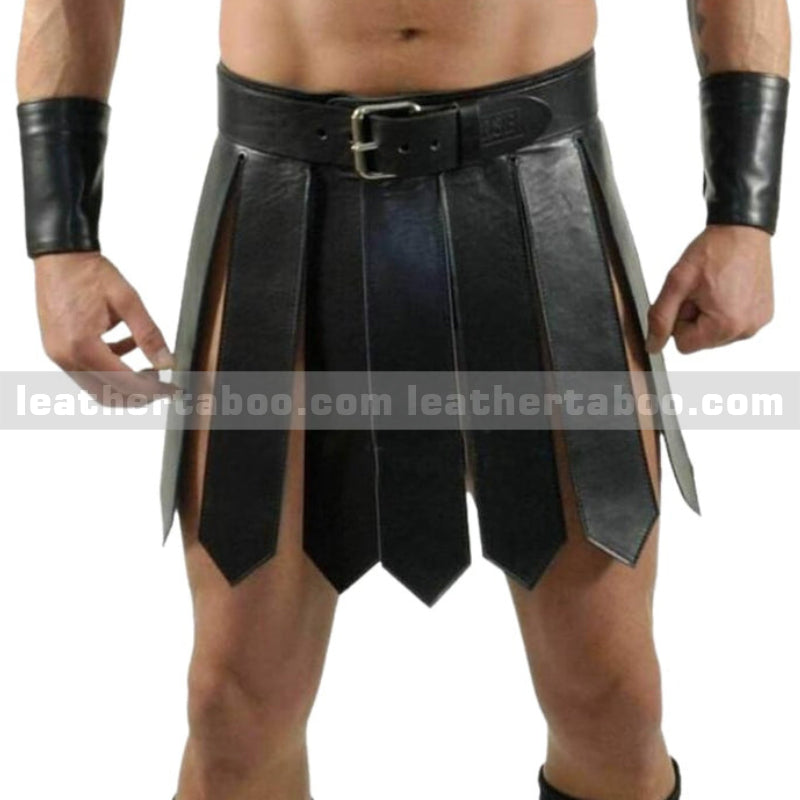 MENS Original LEATHER KILT ROMAN Gladiator Leather Skirt - Warrior Edition CLUB WEAR LARP