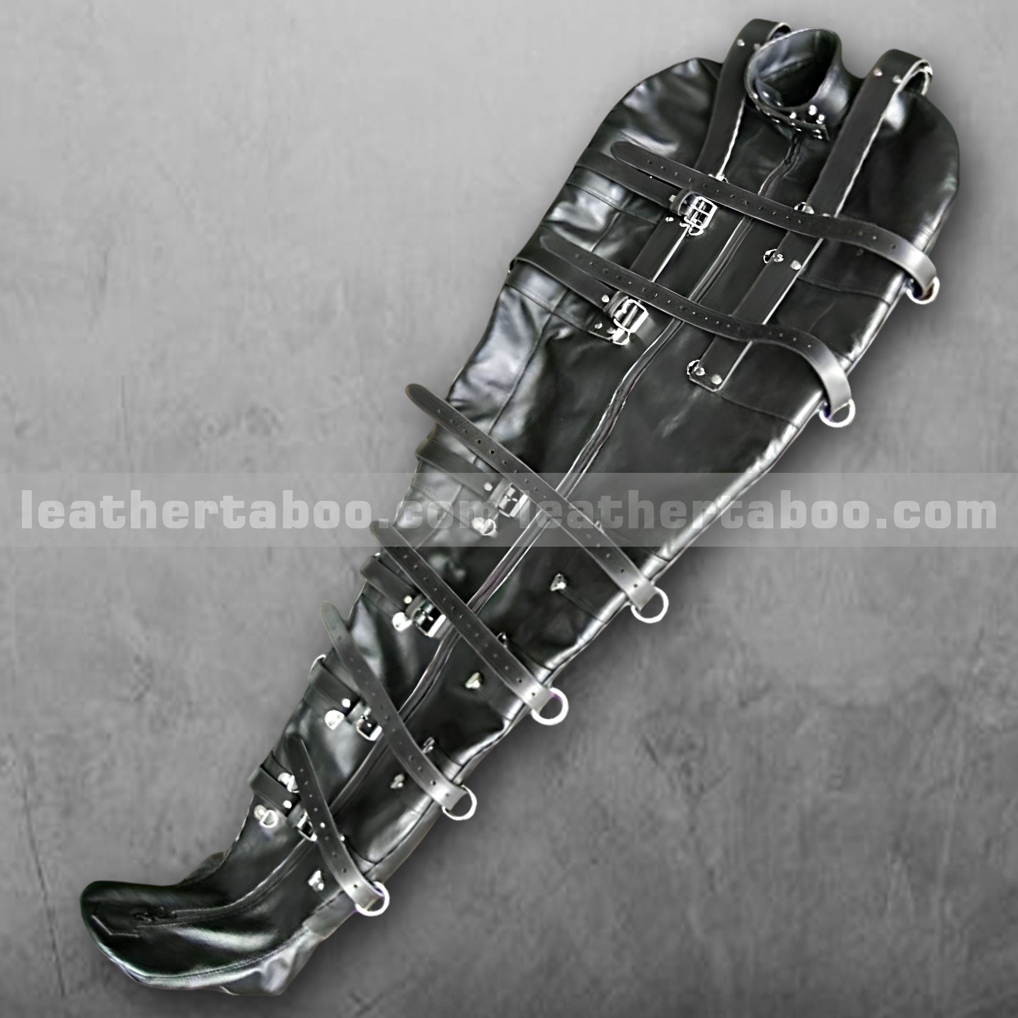 Premium-Cowhide-Leather-Costume-Prop-with-Buckle-Strap-Detail-Full-Length-Theater-Sack-Accessory leather taboo