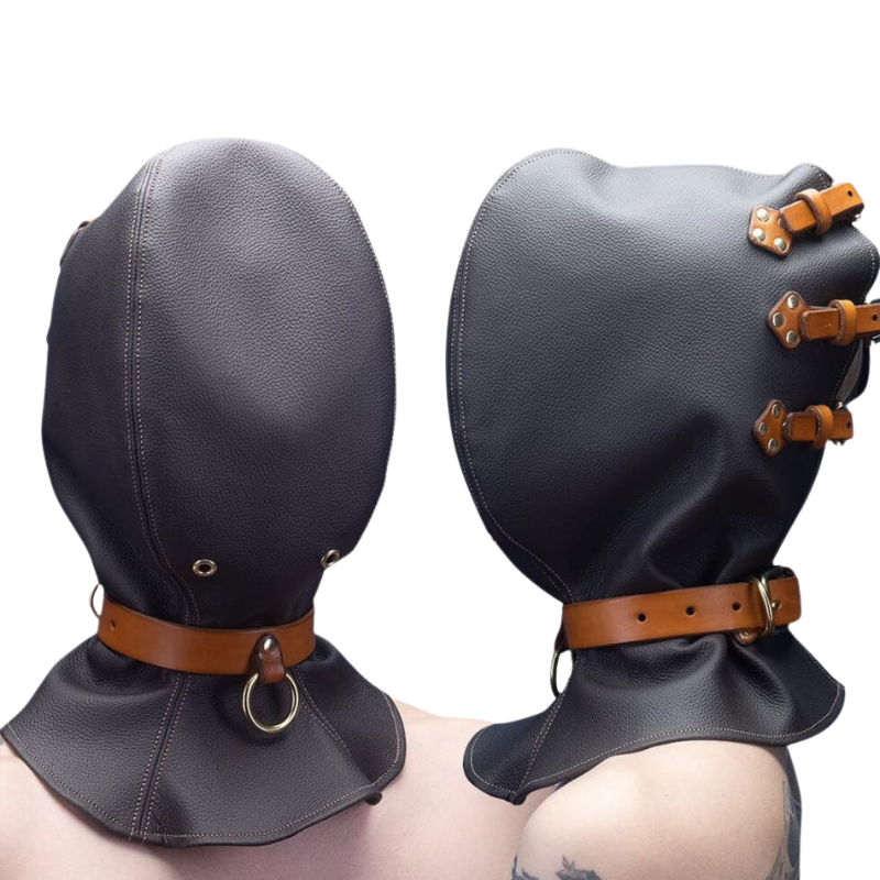 The Allure of Total Submission: Exploring the Full Enclosure Leather Bondage Hood - leather taboo