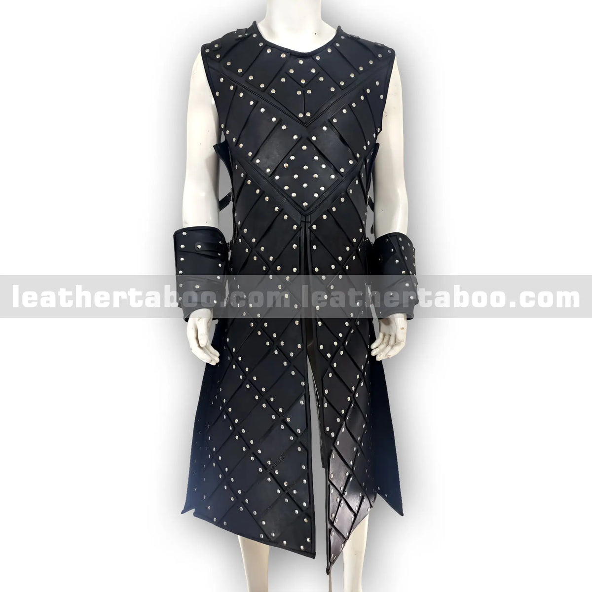 Black-Studded-Leather-Warrior-Armor-Vest-with-Arm-Bracers-Medieval-Style-Costume-for-Men leather taboo