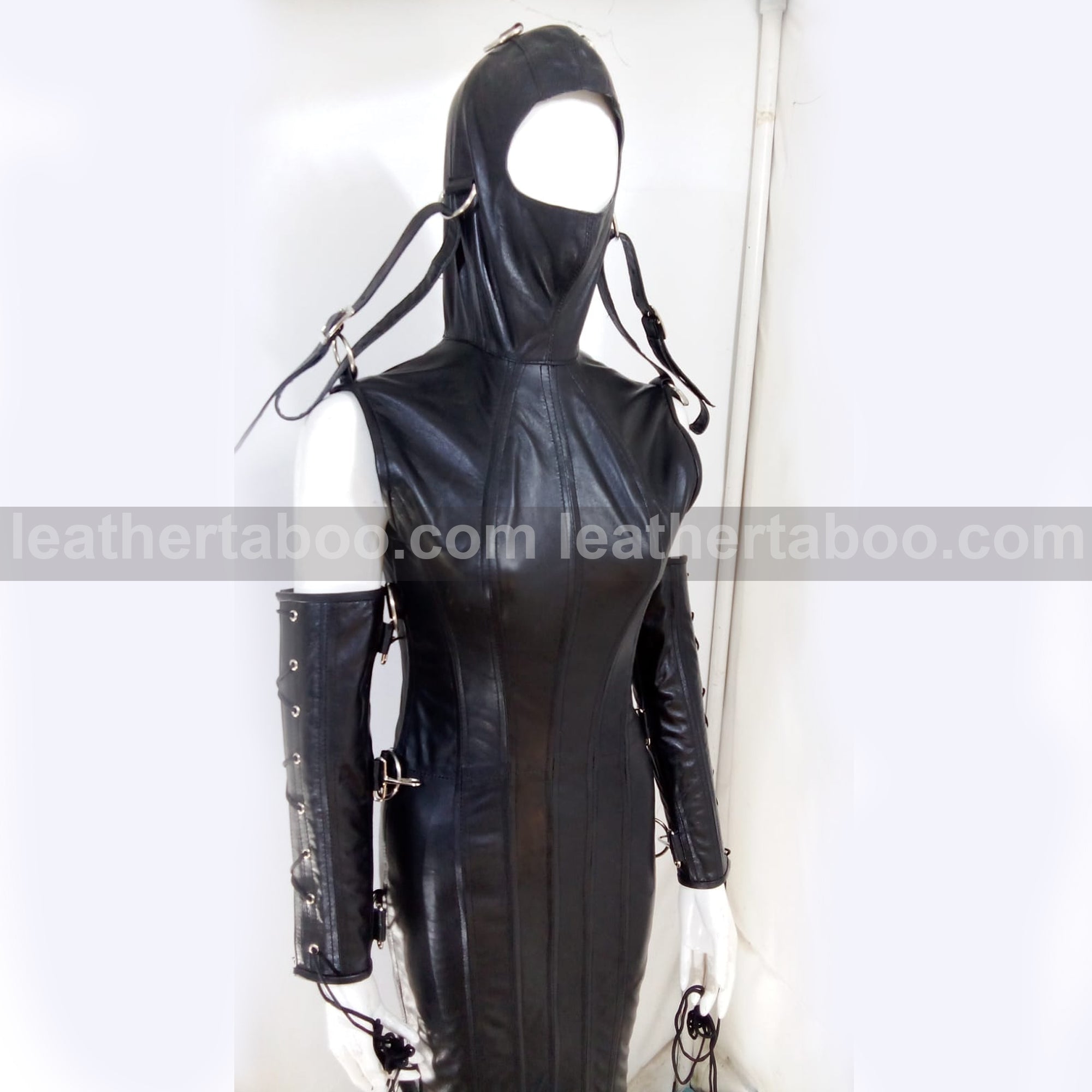 Real leather women dress magic domina dress corset hobble gothic party dress