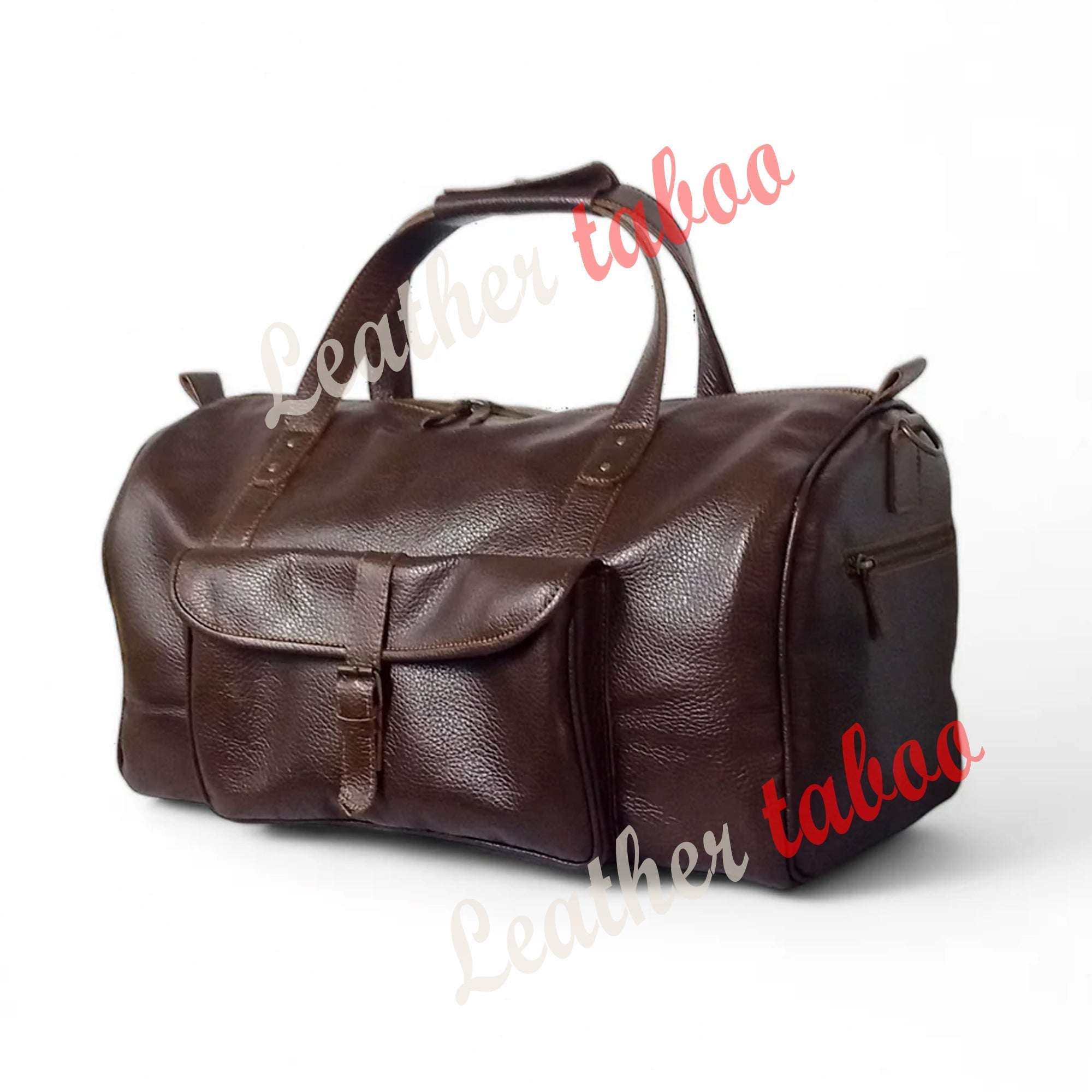 Premium Brown Leather Duffle Bag – Travel & Gym Bag | Leathertaboo.com - leather taboo