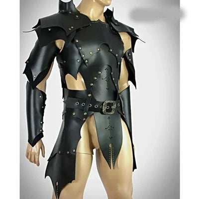 Handmade Medieval Leather Armor Suit for Men – LARP Cosplay Knight and Viking Costume Set