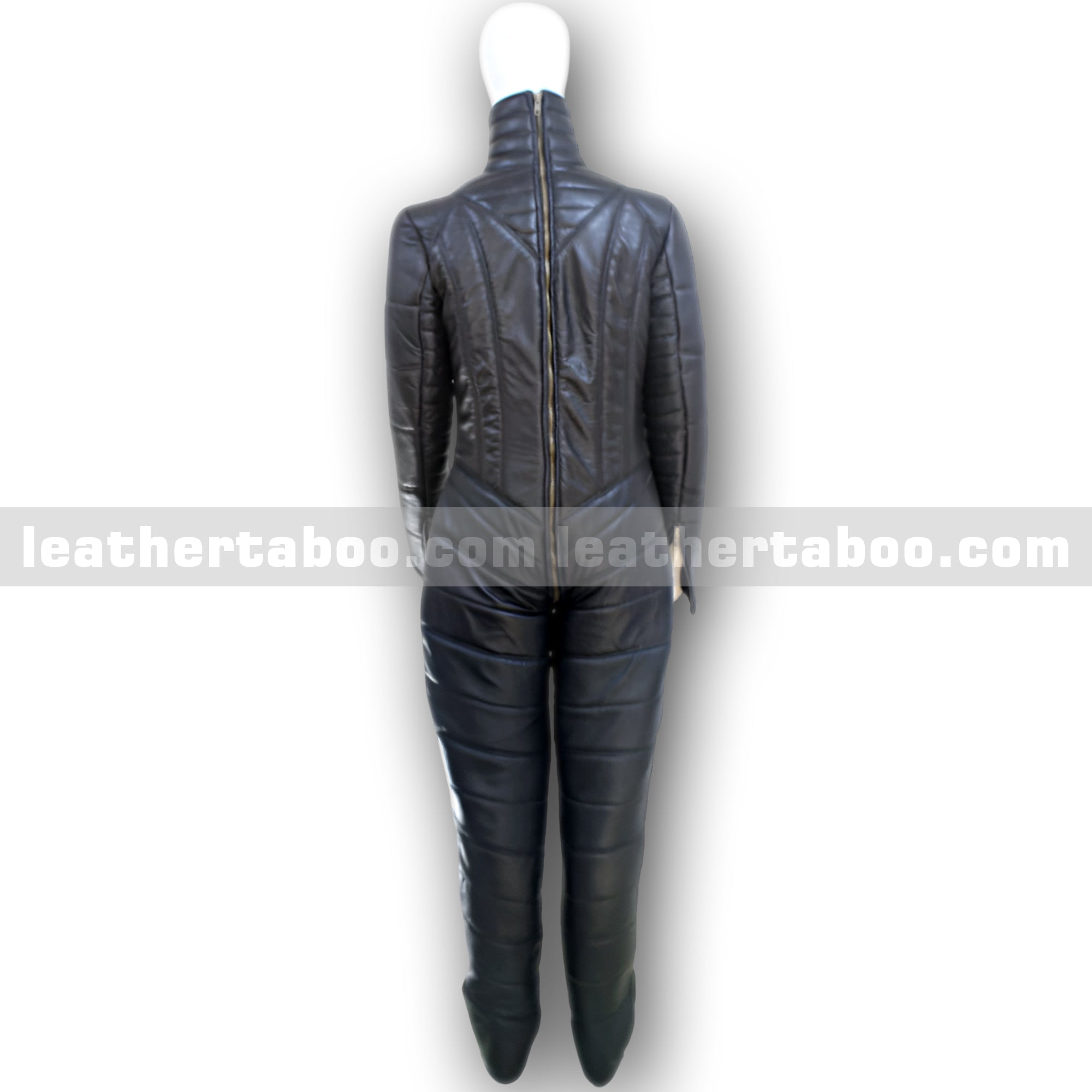 Unisex Black Sheepskin Leather Cat Suit with Front and Back Zippers – Full Body Slim Fit Jumpsuit for Fashion or Costume Wear - Leather taboo