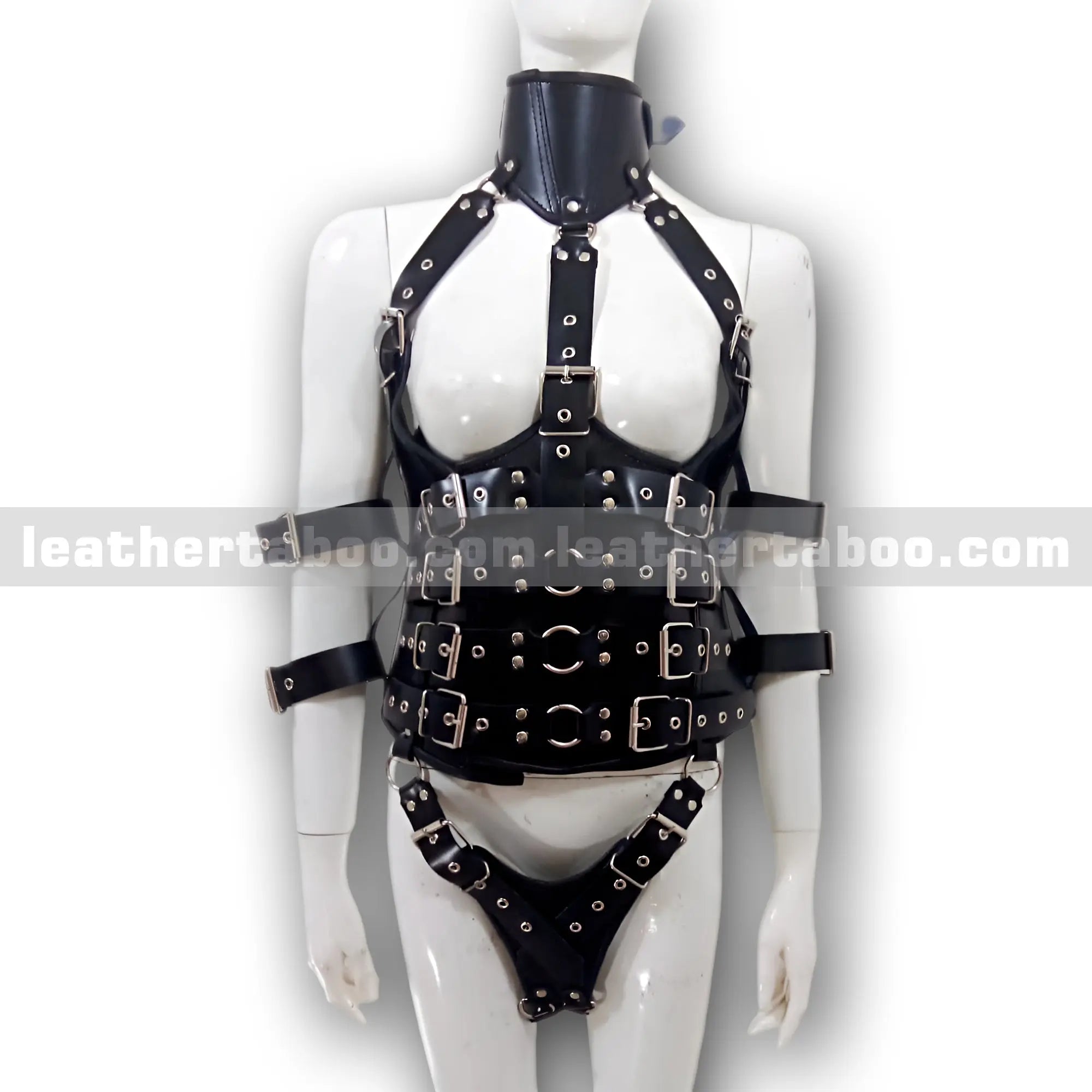 Women's Premium Leather Belted Corset Harness Outfit โ Adjustable Straps Body Armor Style for Fashion, Cosplay or Costume Wear - Leather taboo