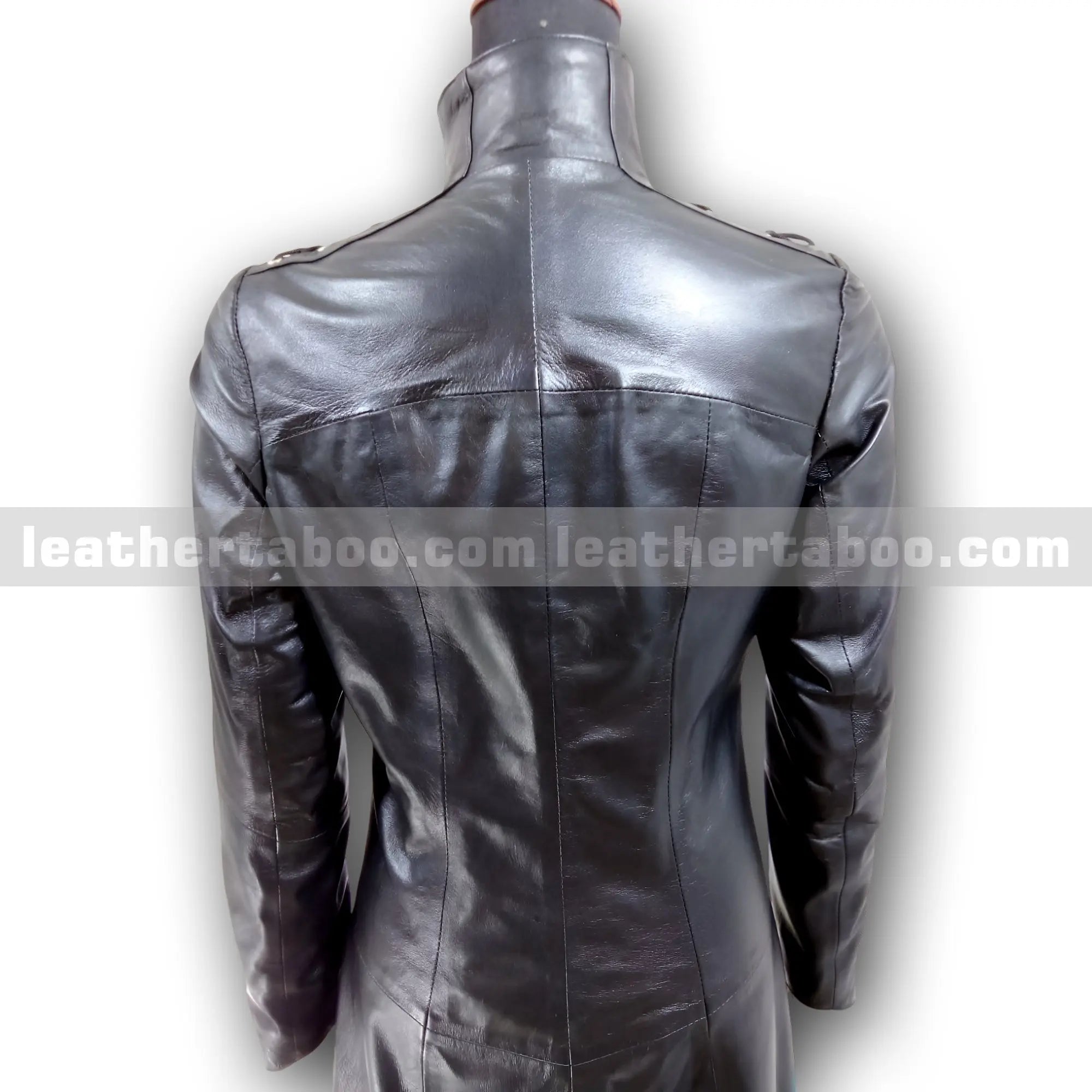 Women's Long Black Leather Trench Coat – Premium Sheepskin, Front Zip, Lace-Up Detail, Full Length Jacket for Stylish Outerwear - Leather taboo