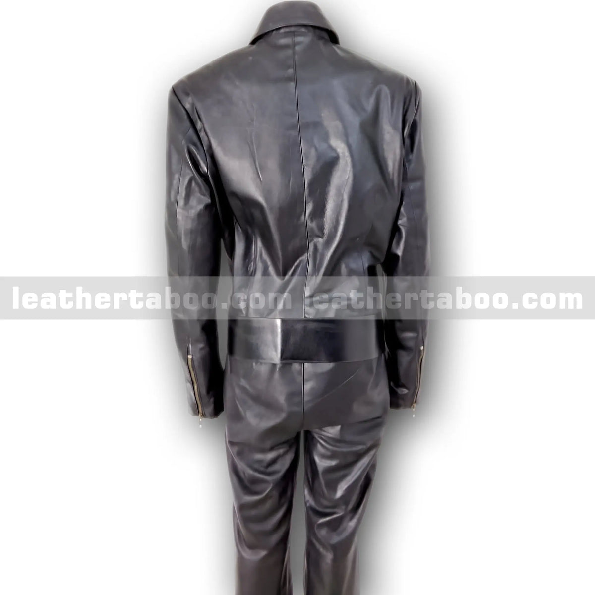 Unisex Black Leather Jumpsuit with Belt – Premium Sheepskin, Zip Front, Long Sleeve, Full Length One-Piece Leather Outfit - Leather taboo