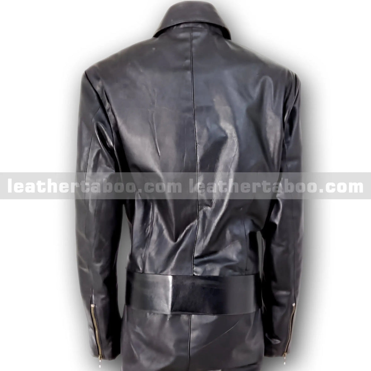 Unisex Black Leather Jumpsuit with Belt – Premium Sheepskin, Zip Front, Long Sleeve, Full Length One-Piece Leather Outfit - Leather taboo
