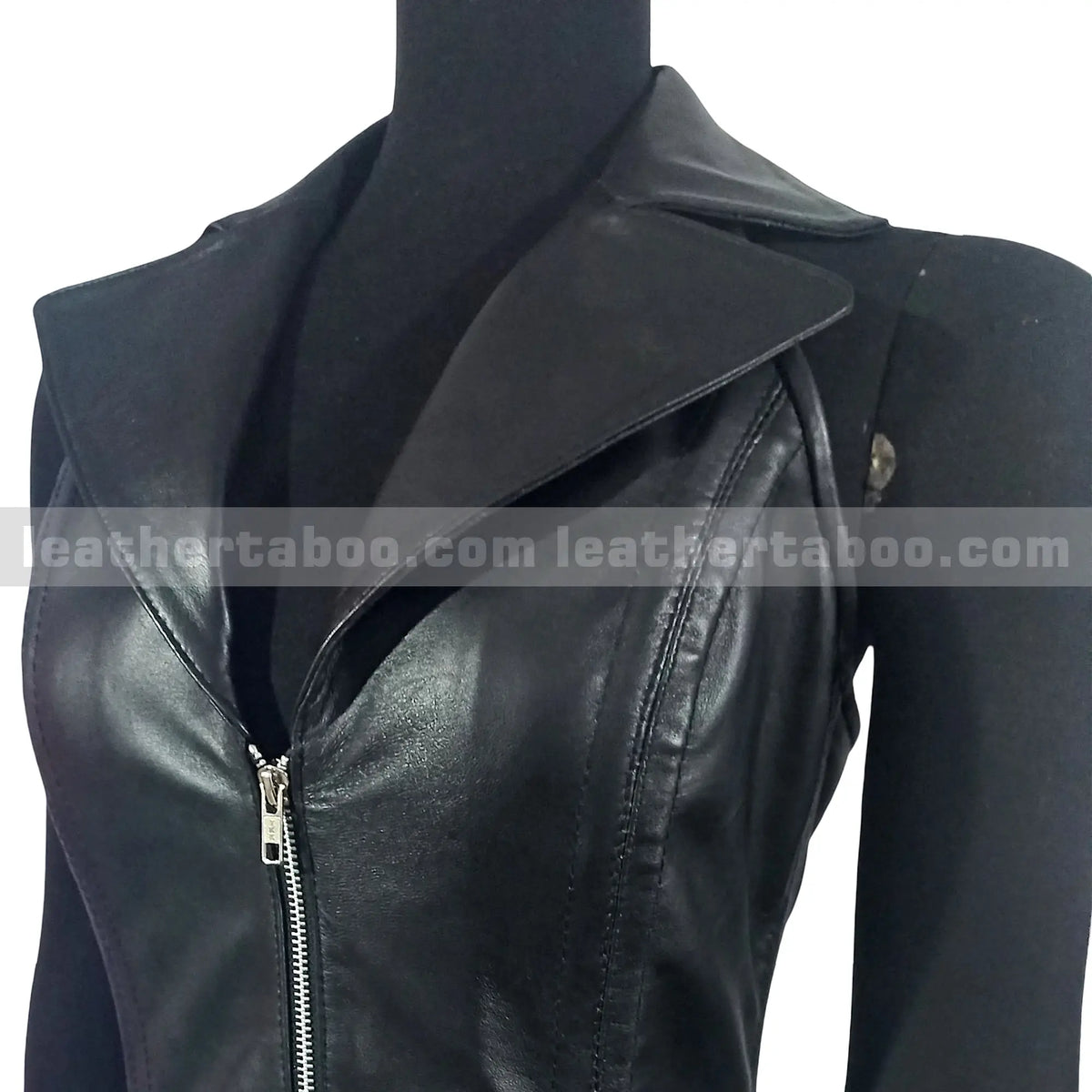 Women's Black Sheepskin Leather Vest with Zipper Closure | Stylish Fitted Biker Look - Leather taboo