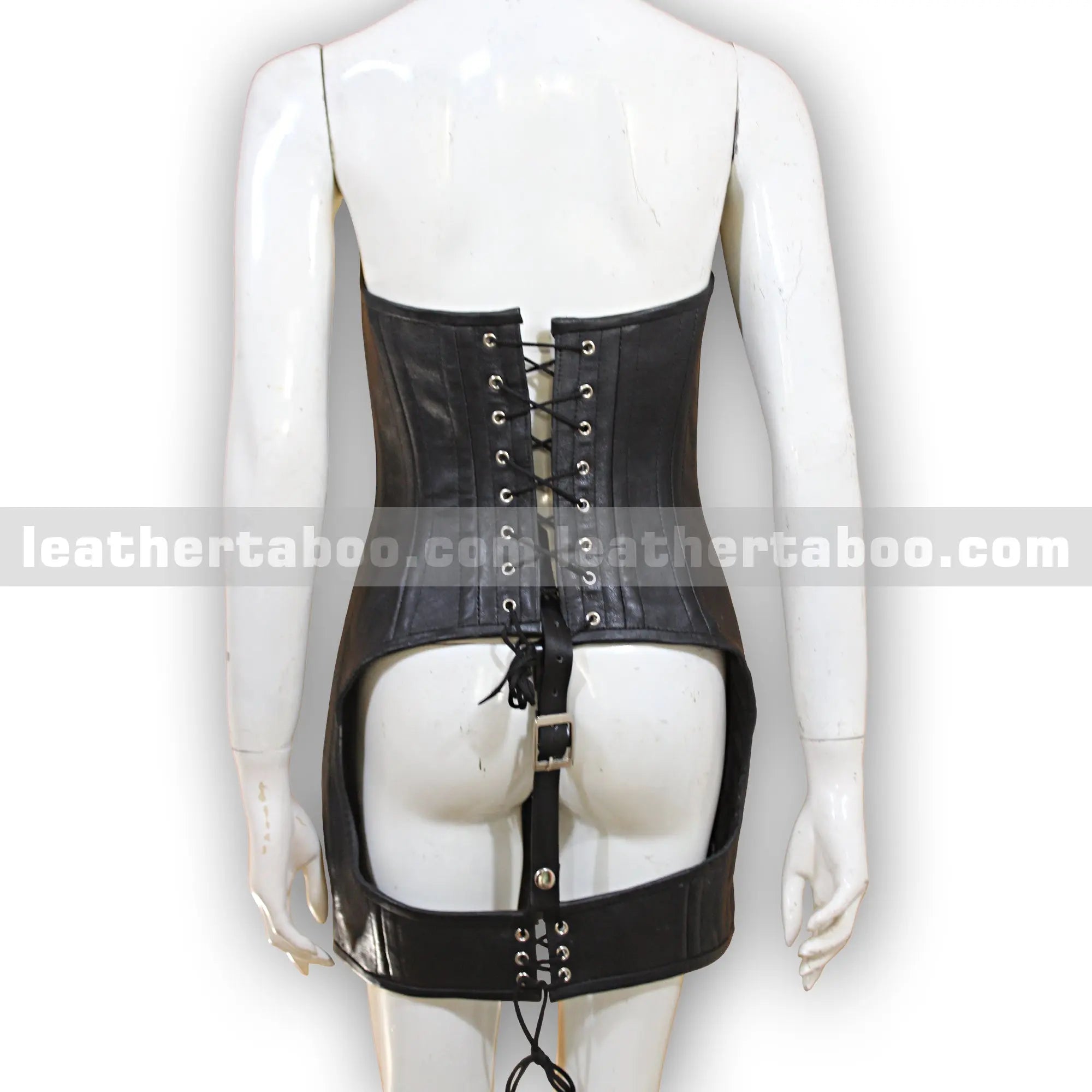 Black Sheepskin Leather Bustier Dress | Women's Corset Style Mini Dress - Leather taboo