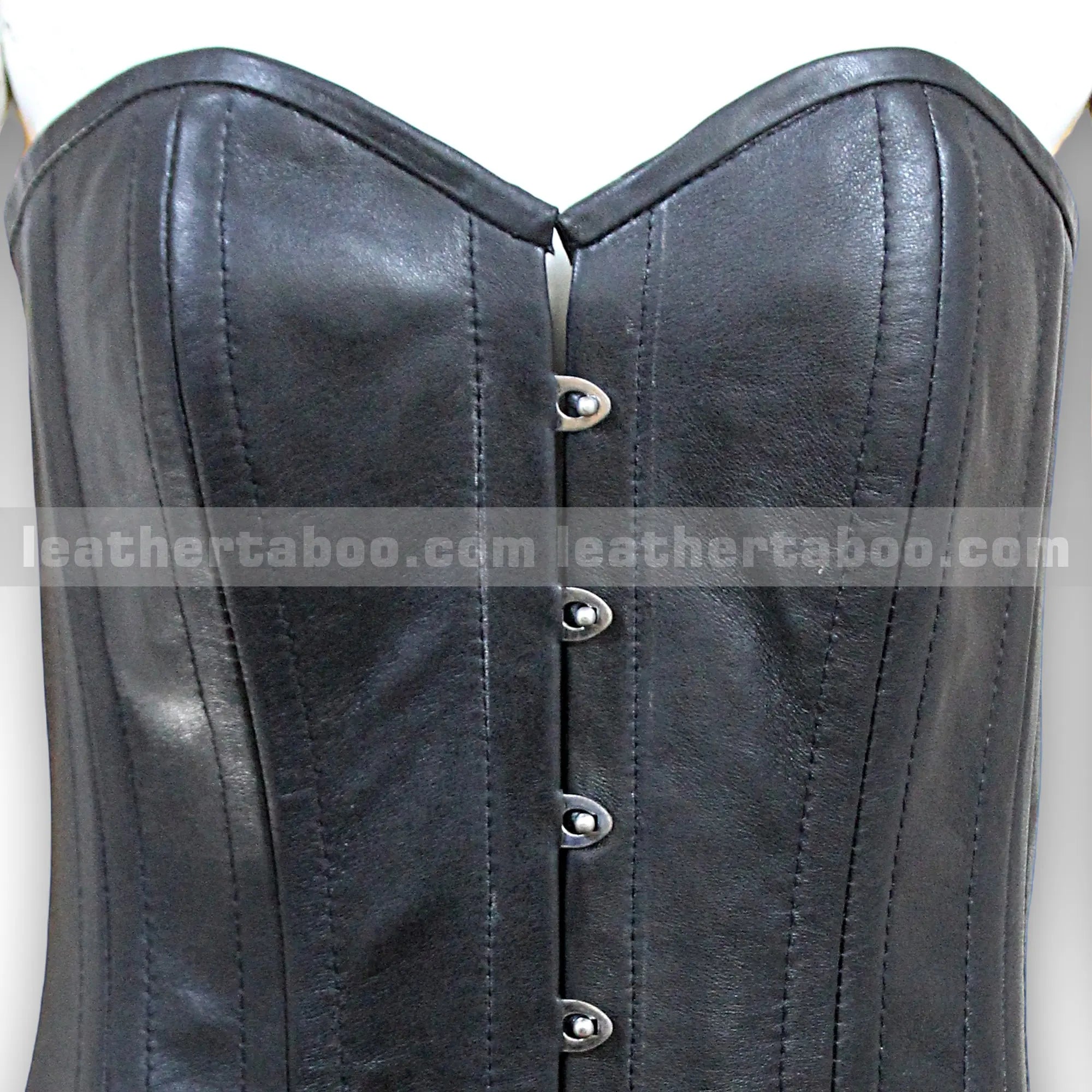 Black Sheepskin Leather Bustier Dress | Women's Corset Style Mini Dress - Leather taboo