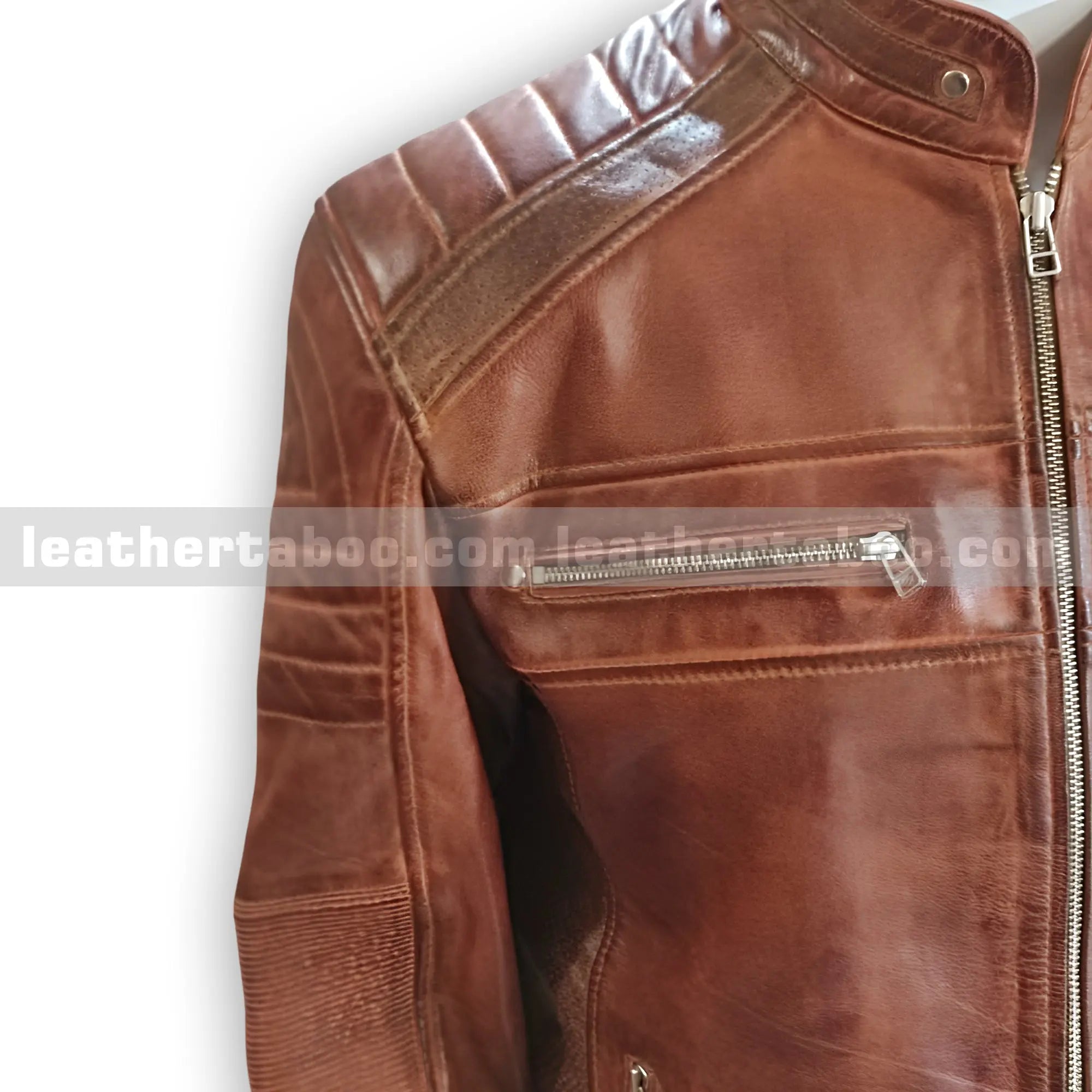 Menโs Brown Sheepskin Leather Biker Jacket | Zipper Pocket Moto Style Outerwear - Leather taboo
