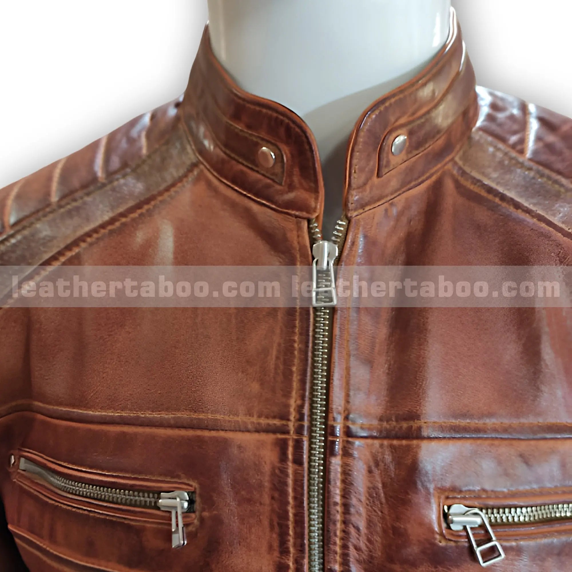 Menโs Brown Sheepskin Leather Biker Jacket | Zipper Pocket Moto Style Outerwear - Leather taboo