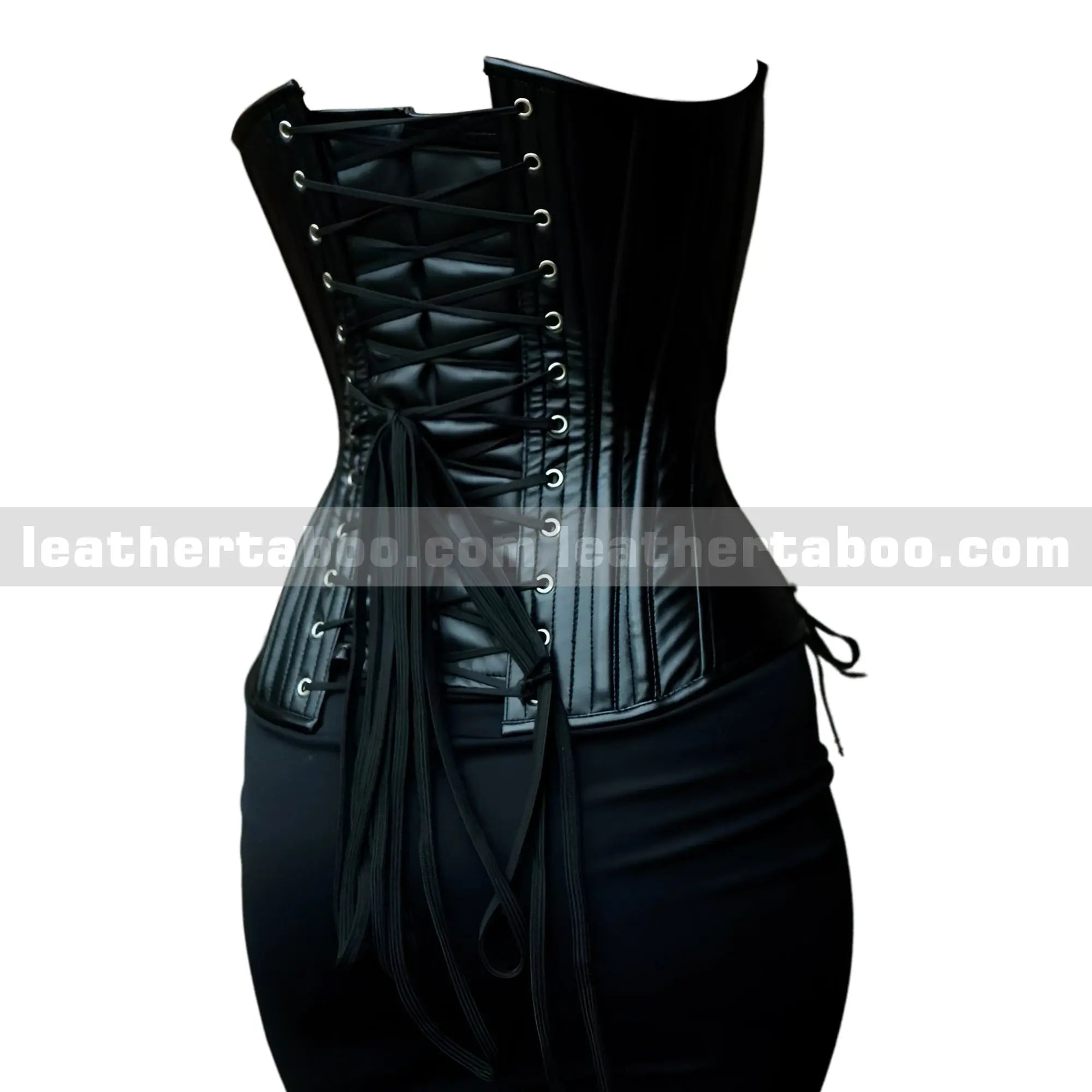 Black Corset Top | Lace-Up Front & Back | Premium Sheepskin Leather Waist Cincher for Women - Leather taboo