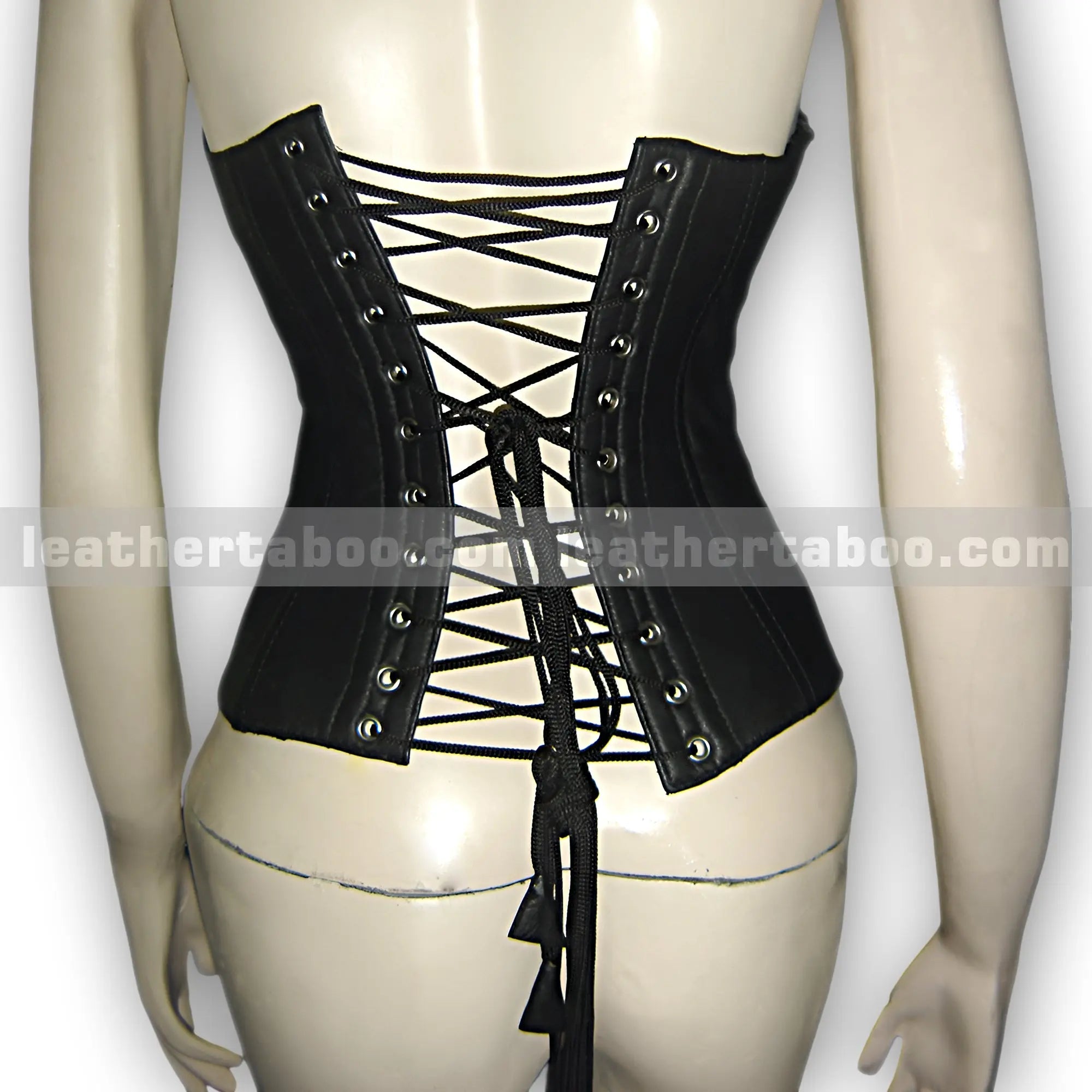 Black Sheepskin Leather Corset Bodysuit with Buckle and Zip Detail โ Structured Fit for Women - Leather taboo