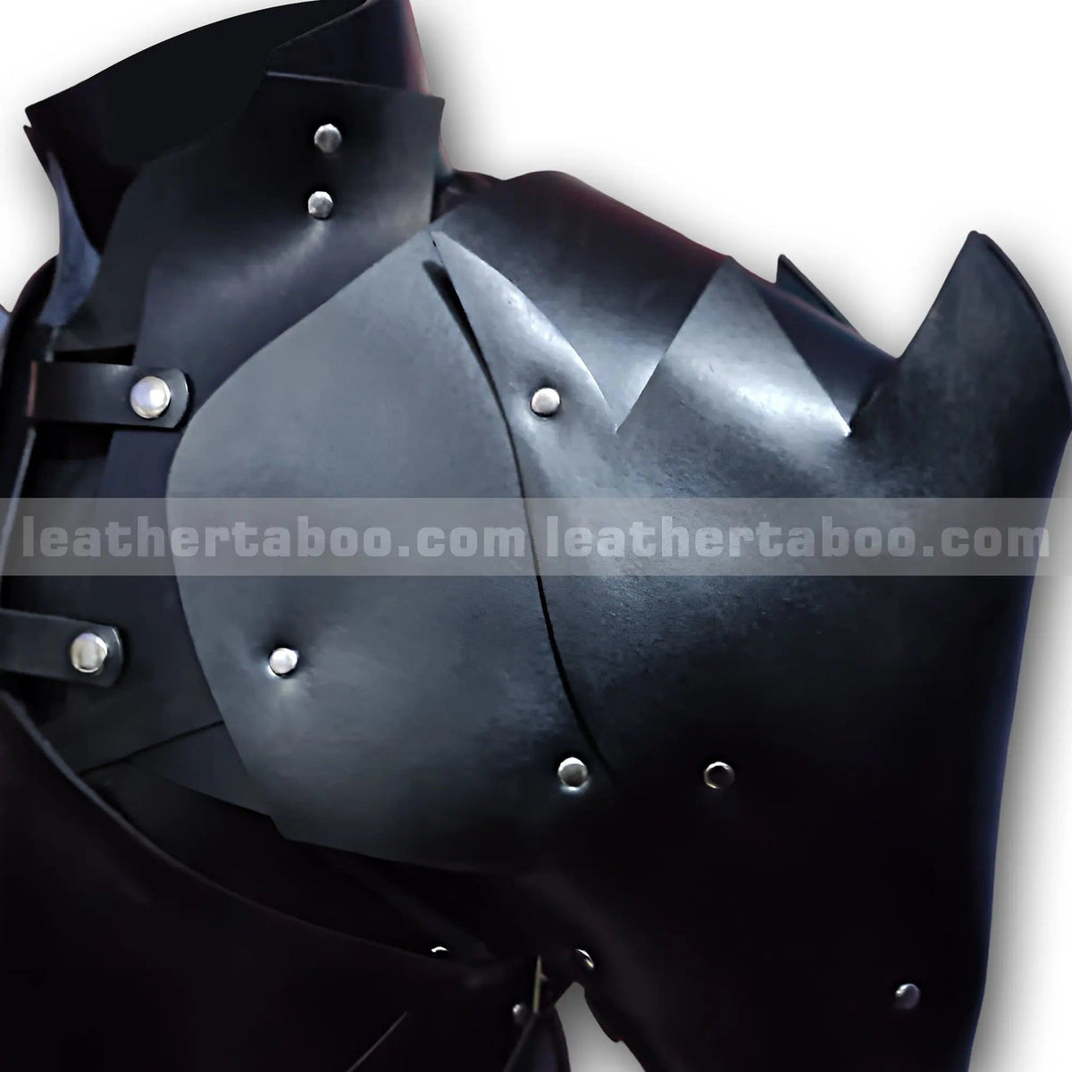 Black Leather Armor Costume Chestplate with Shoulder Guards for Men - Medieval Fantasy Cosplay Outfit - Leather taboo