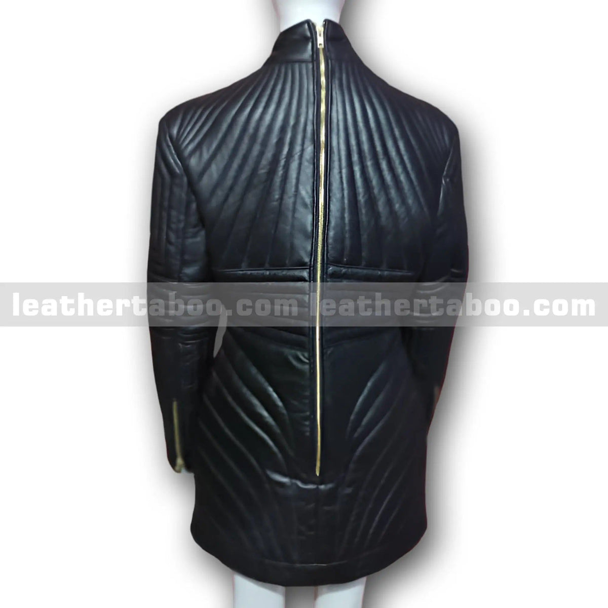 Black Quilted Sheepskin Leather Dress Jacket for Women – Futuristic Armor-Inspired Outerwear - Leather taboo