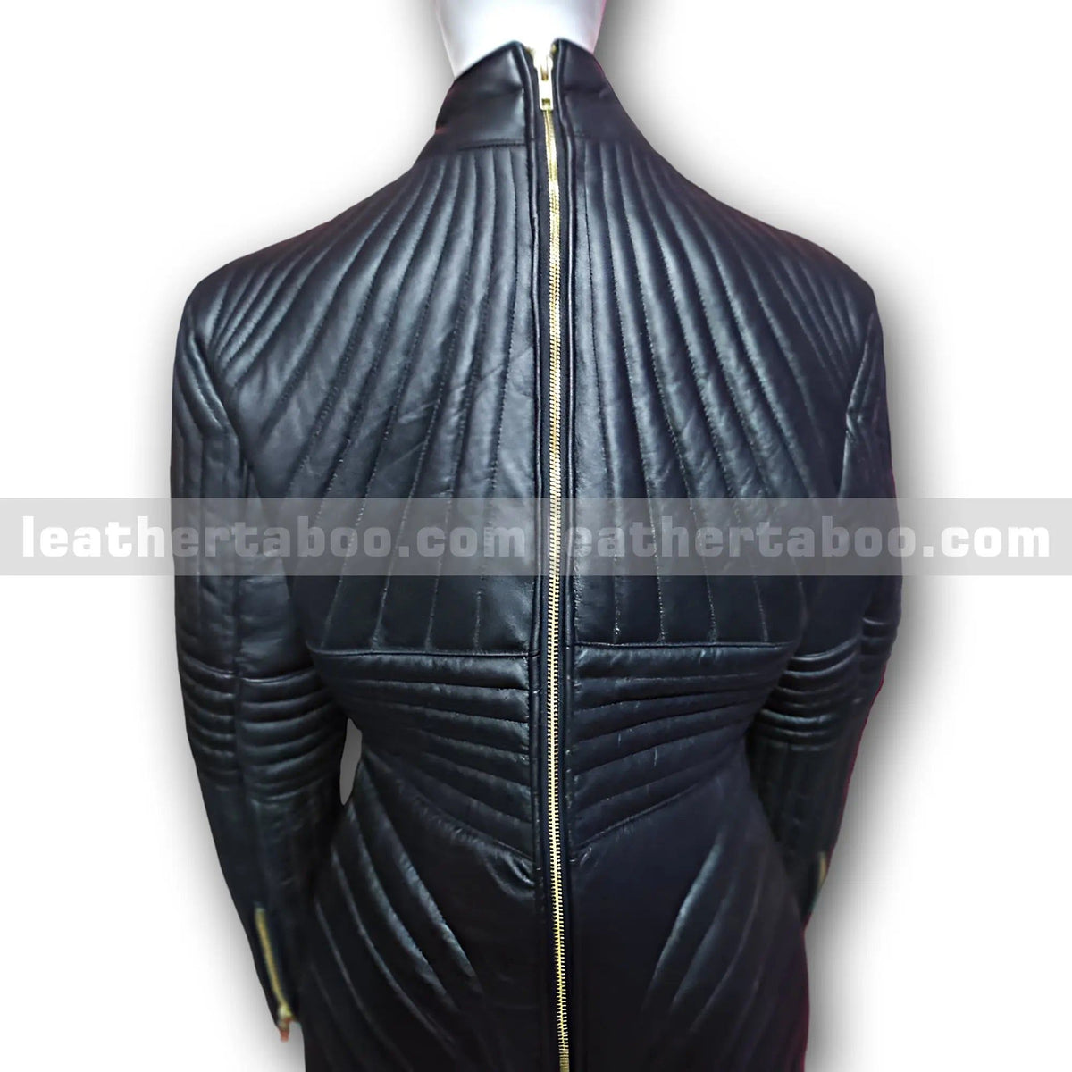 Black Quilted Sheepskin Leather Dress Jacket for Women – Futuristic Armor-Inspired Outerwear - Leather taboo
