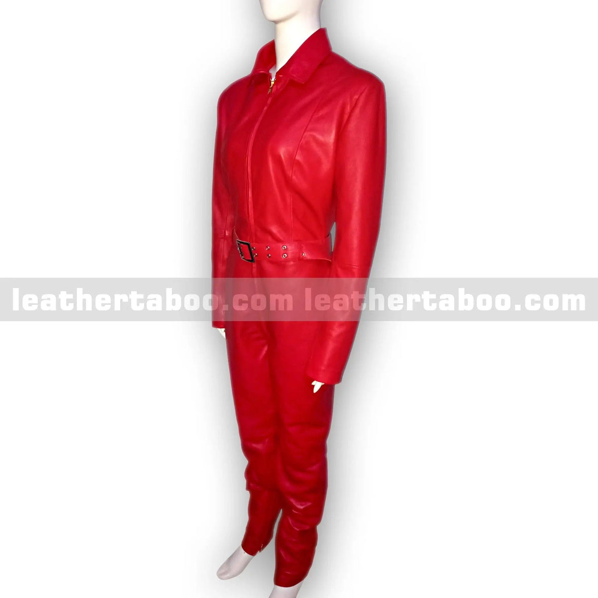 Sheepskin Leather Jumpsuit for Women | Stylish Full Body Zip-Up Outfit with Belt | Elegant Leatherwear - Leather taboo