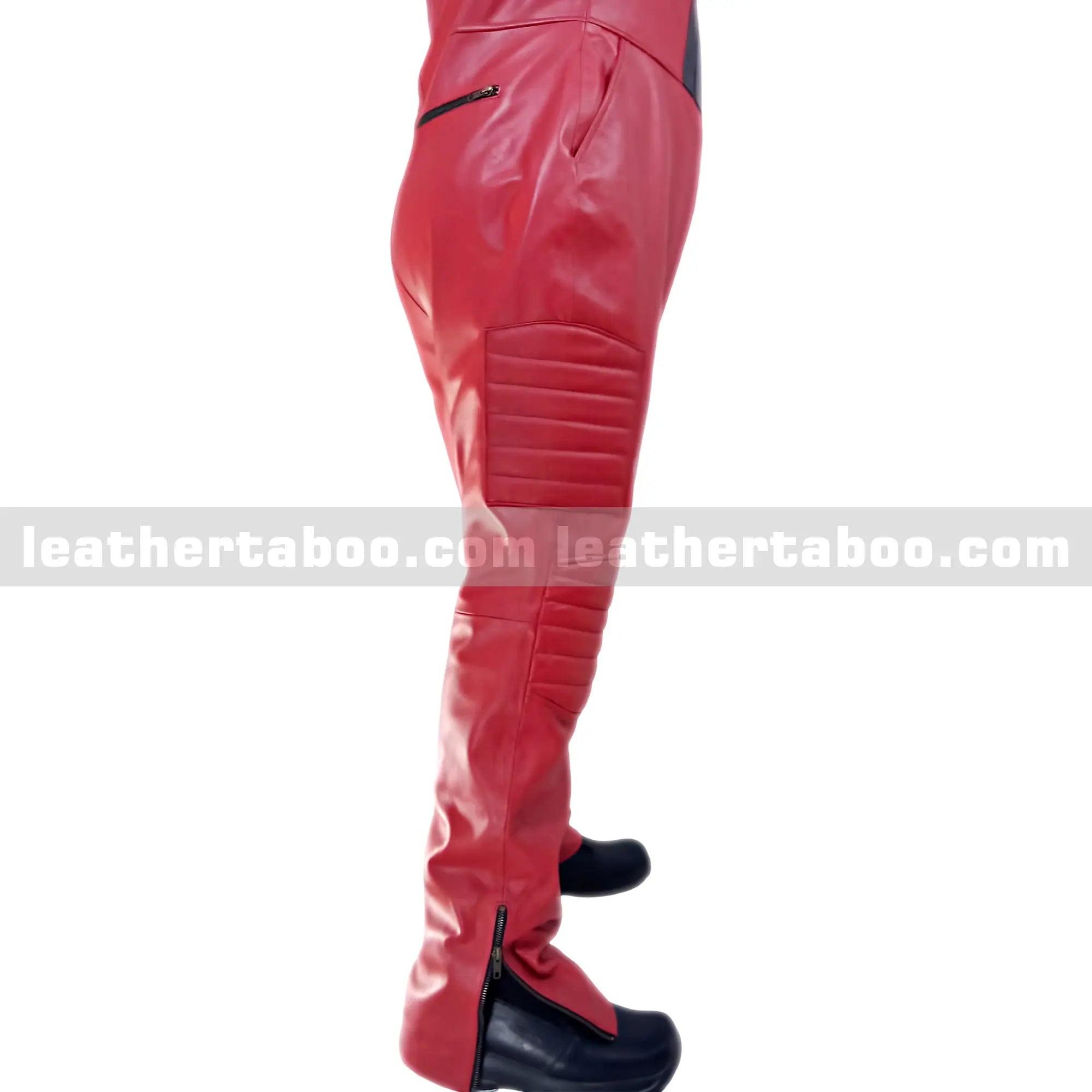 Men’s Red Leather Full Body Suit | Premium Sheepskin Leather Jumpsuit | Fashion Outerwear with Zipper Detailing - Leather taboo
