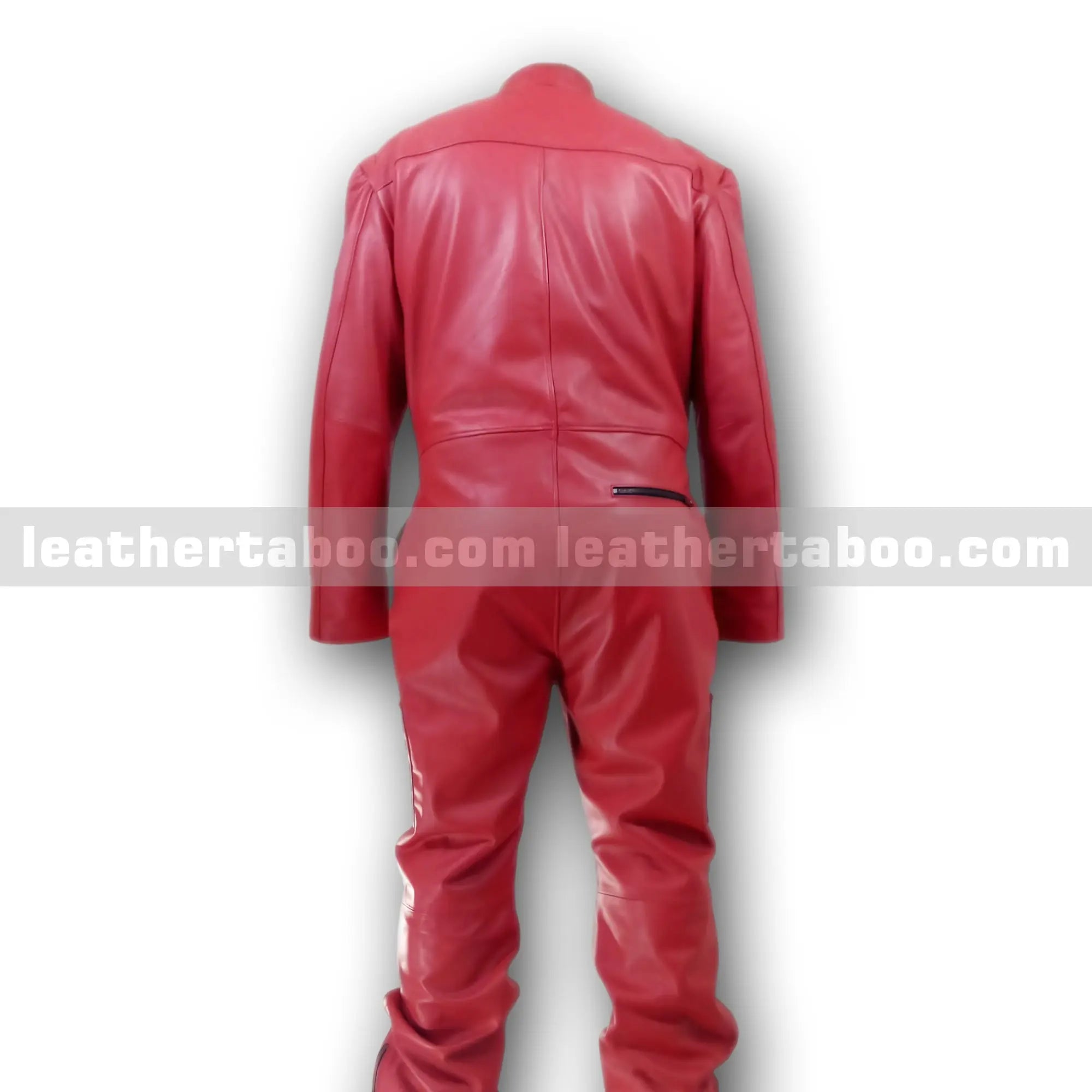 Men’s Red Leather Full Body Suit | Premium Sheepskin Leather Jumpsuit | Fashion Outerwear with Zipper Detailing - Leather taboo
