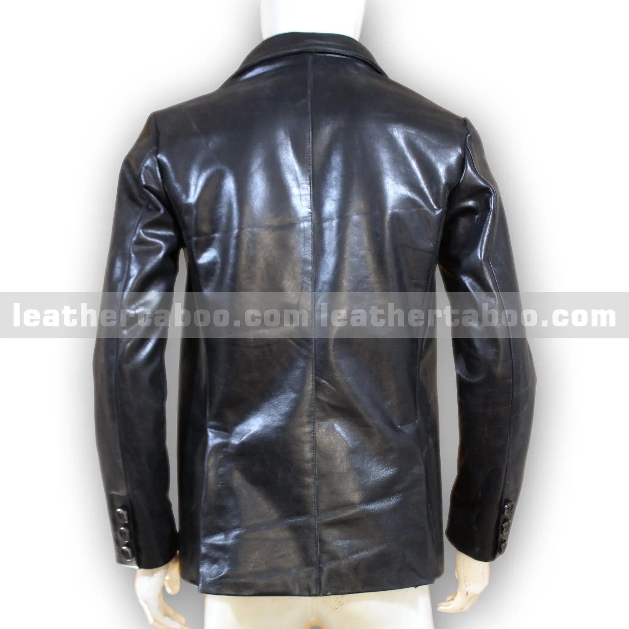 Men's Black Genuine Cowhide Leather Blazer Jacket – Classic Fit with Two-Button Closure - Leather taboo