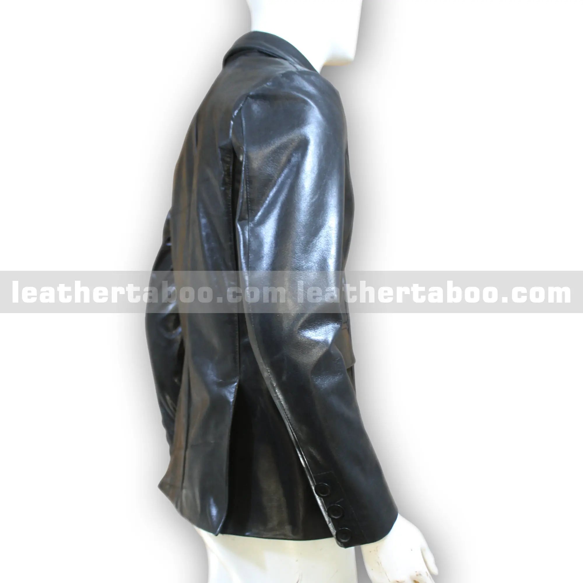Men's Black Genuine Cowhide Leather Blazer Jacket – Classic Fit with Two-Button Closure - Leather taboo
