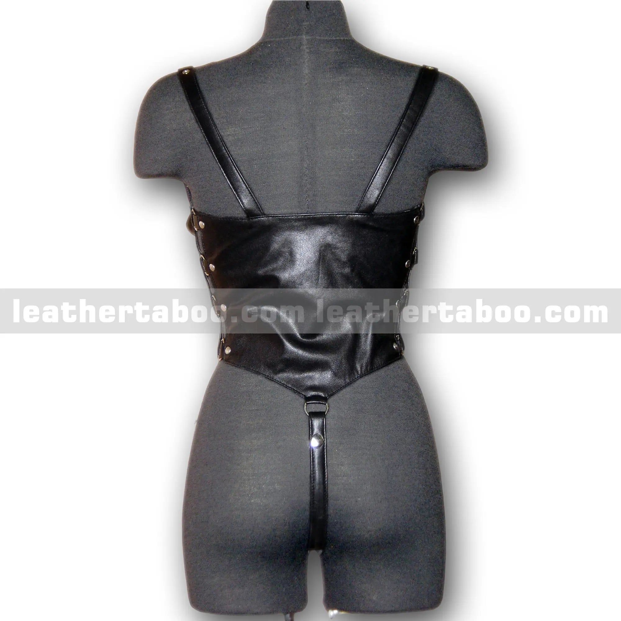 Women's Black Sheepskin Leather Bodysuit with Zipper Front and Adjustable Straps - Leather taboo