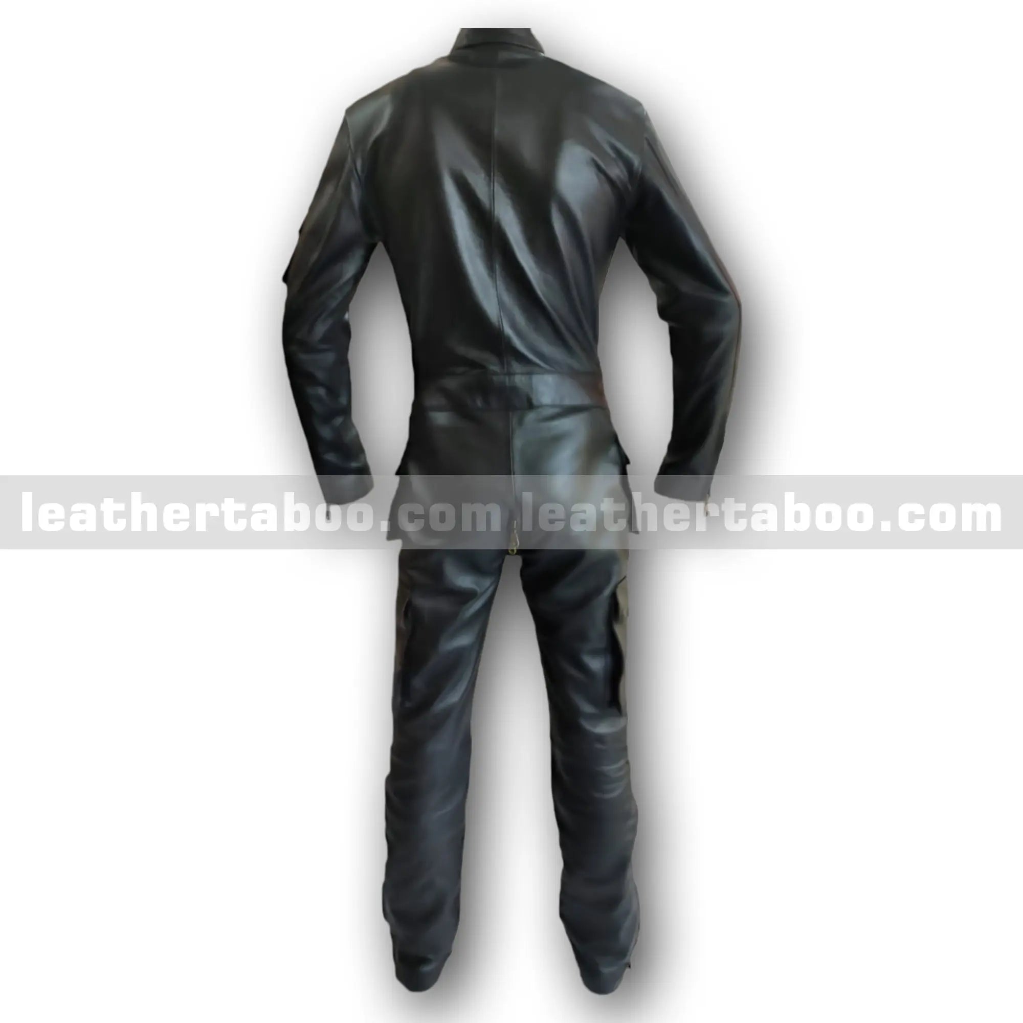 Men’s Black Leather Jumpsuit – Full Body Sheepskin Leather Suit with Zipper Closure - Leather taboo