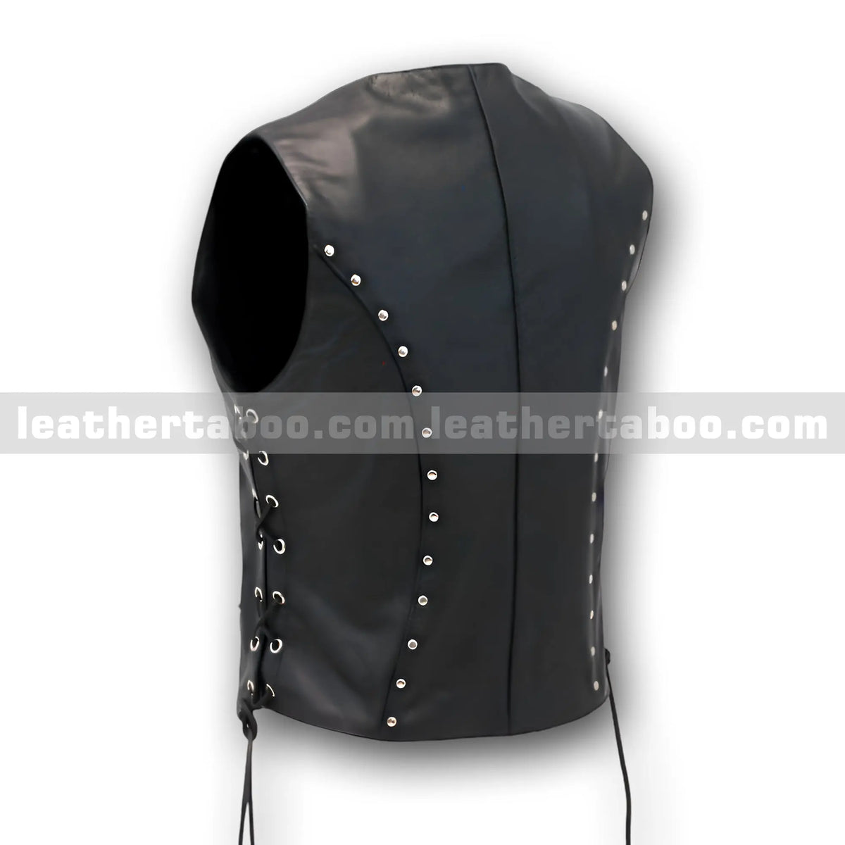 Women’s Premium Sheepskin Leather Vest – Rivet Detail with Side Lace Design - Leather taboo
