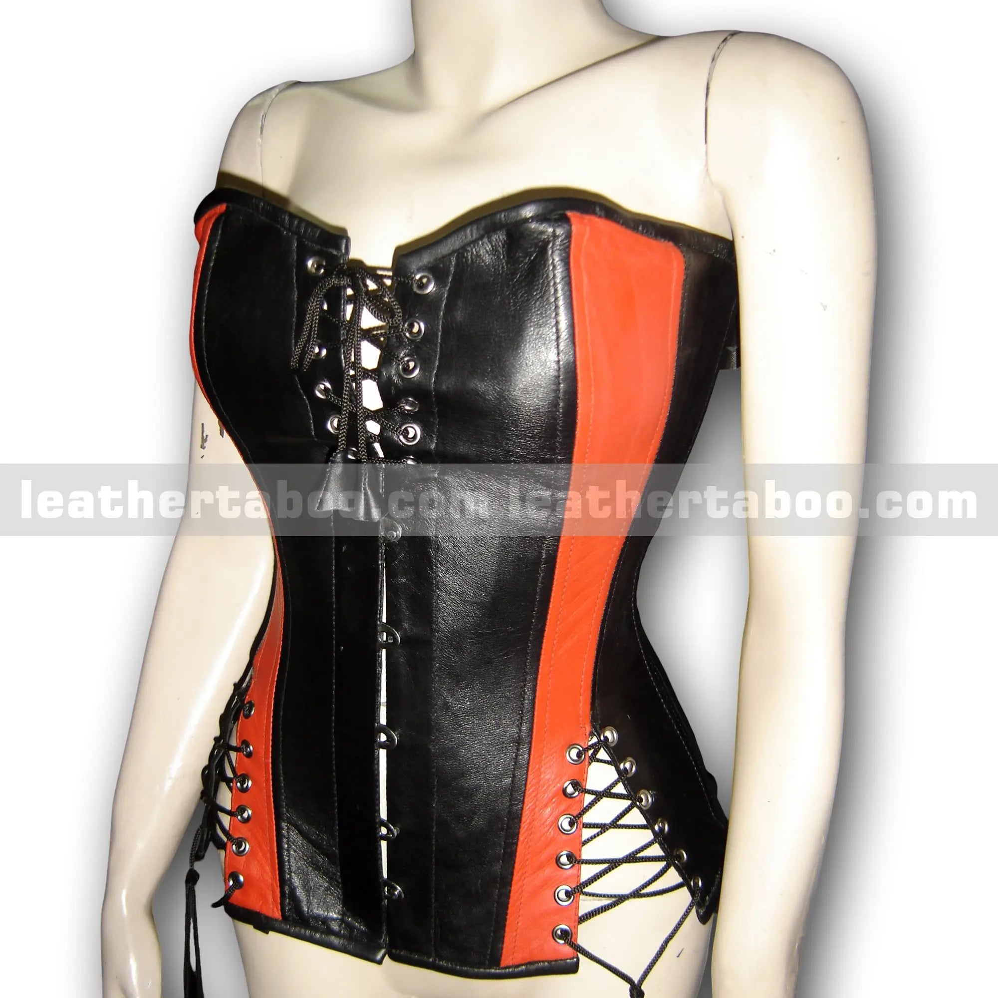 Premium Sheepskin Leather Corset Top for Women - Lace-Up Bustier Style Waist Cincher with Front & Side Eyelet Detailing - Leather taboo
