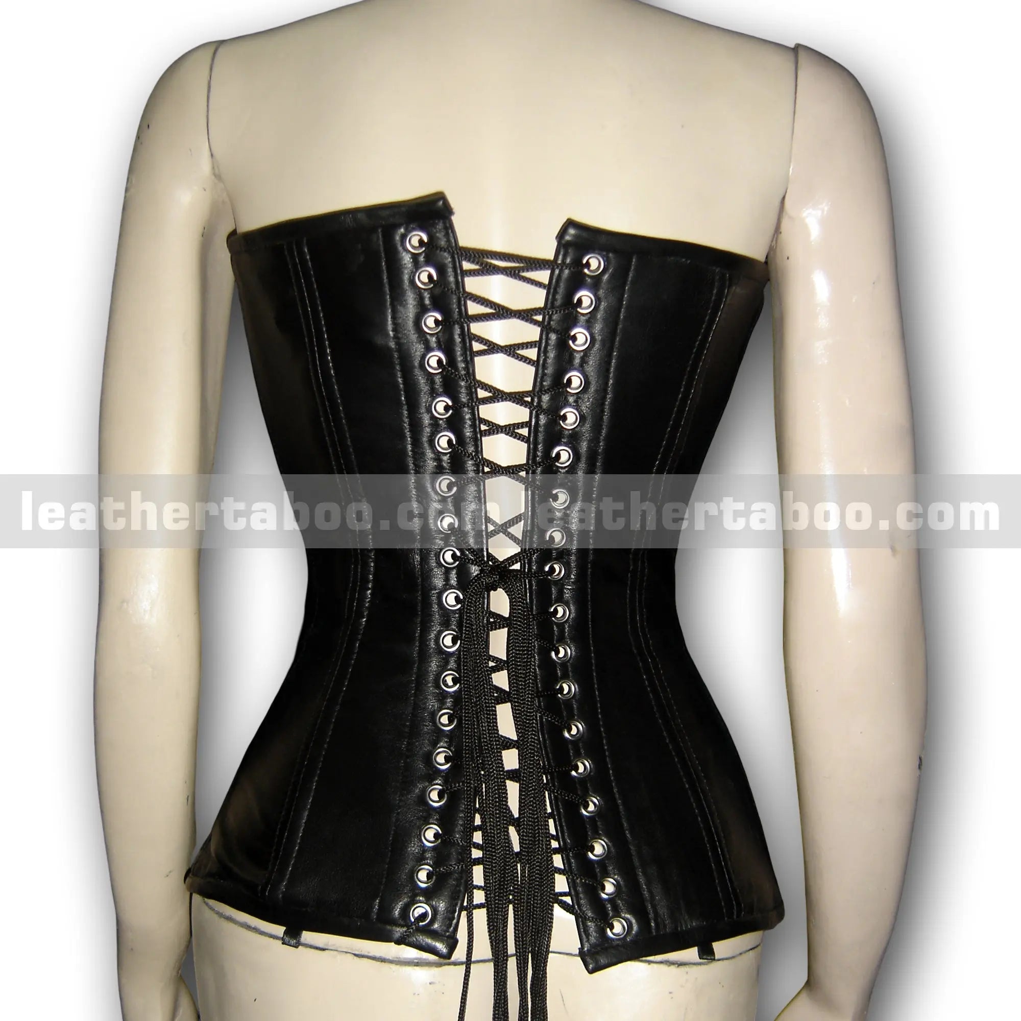 Premium Sheepskin Leather Corset Top for Women - Lace-Up Bustier Style Waist Cincher with Front & Side Eyelet Detailing - Leather taboo