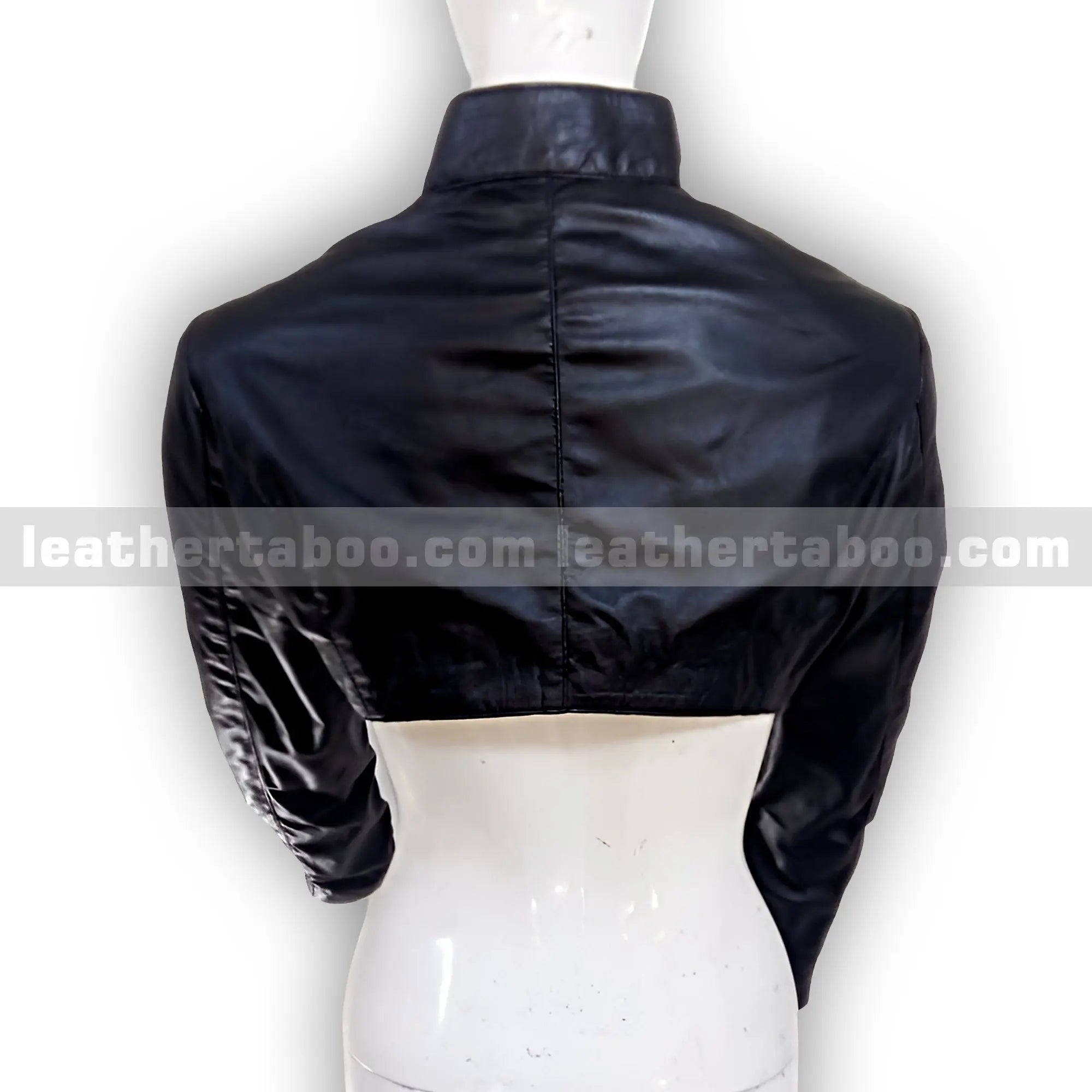 Women’s Premium Sheepskin Leather Bolero Shrug Jacket with High Collar and Front Buckle Strap – Stylish Cropped Sleeve Cover - Leather taboo