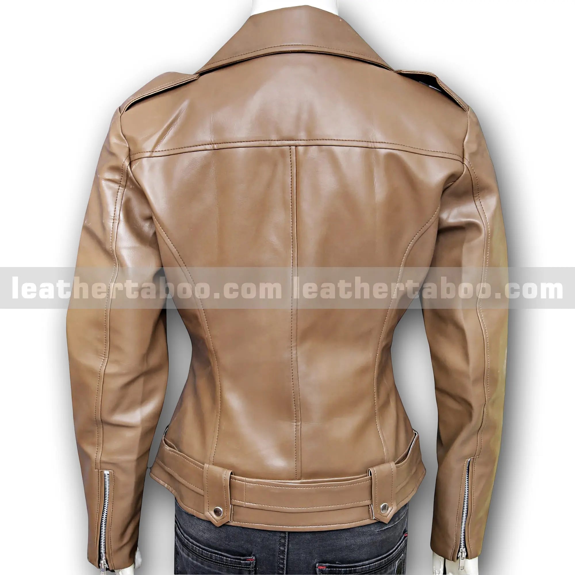 Women’s Camel Brown and Rich burgundy Sheepskin Leather Jacket | Biker Moto Style Outerwear with Belt & Zipper | Real Leather Fall Jacket - Leather taboo