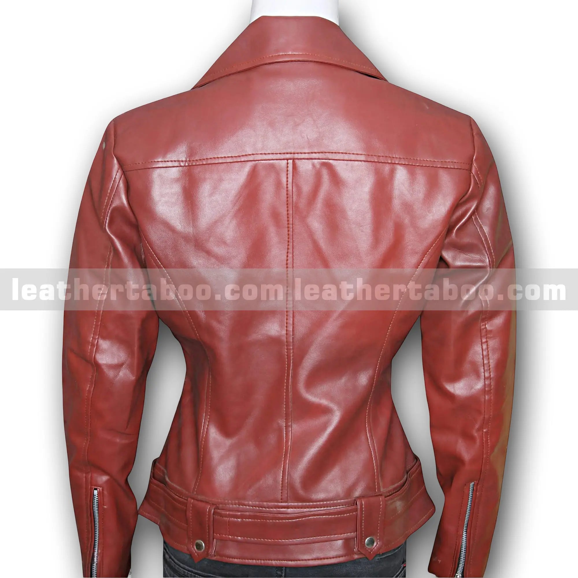 Women’s Camel Brown and Rich burgundy Sheepskin Leather Jacket | Biker Moto Style Outerwear with Belt & Zipper | Real Leather Fall Jacket - Leather taboo