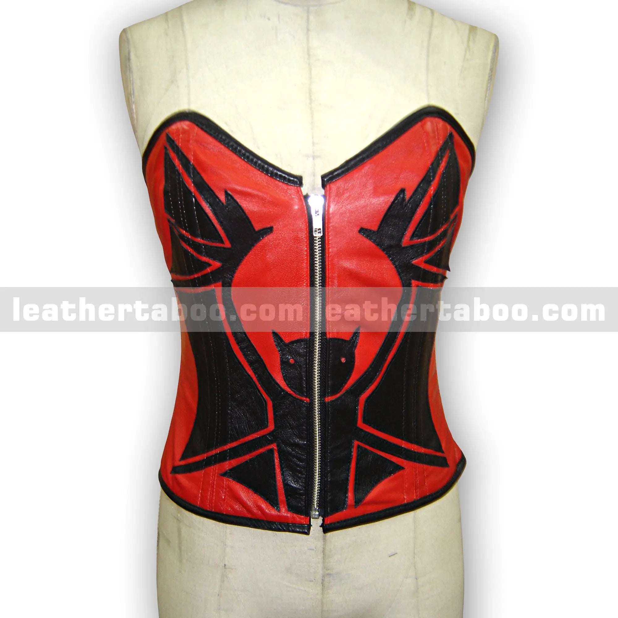 Women's Premium Sheepskin Leather Corset Top with Spider-Inspired Design and Front Zipper โ Bold Gothic Streetwear Look (skirt not included) - Leather taboo