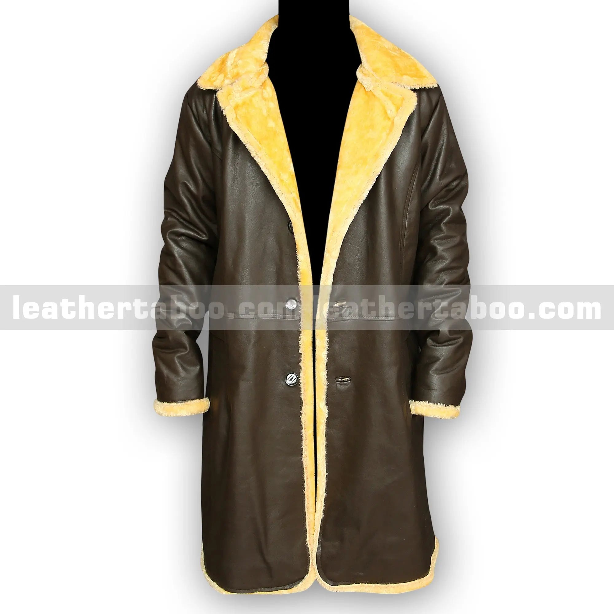 Men's Brown Sheepskin Leather Coat with Faux Shearling Lining | Winter Long Jacket | Warm Outerwear | Classic Cold Weather Style - Leather taboo