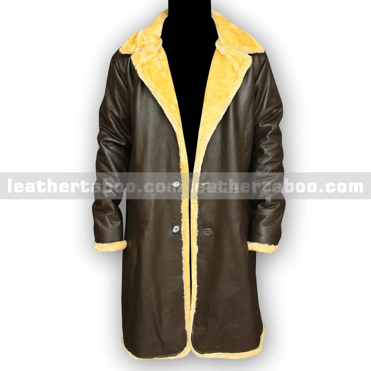 Men's Brown Sheepskin Leather Coat with Faux Shearling Lining | Winter Long Jacket | Warm Outerwear | Classic Cold Weather Style - Leather taboo