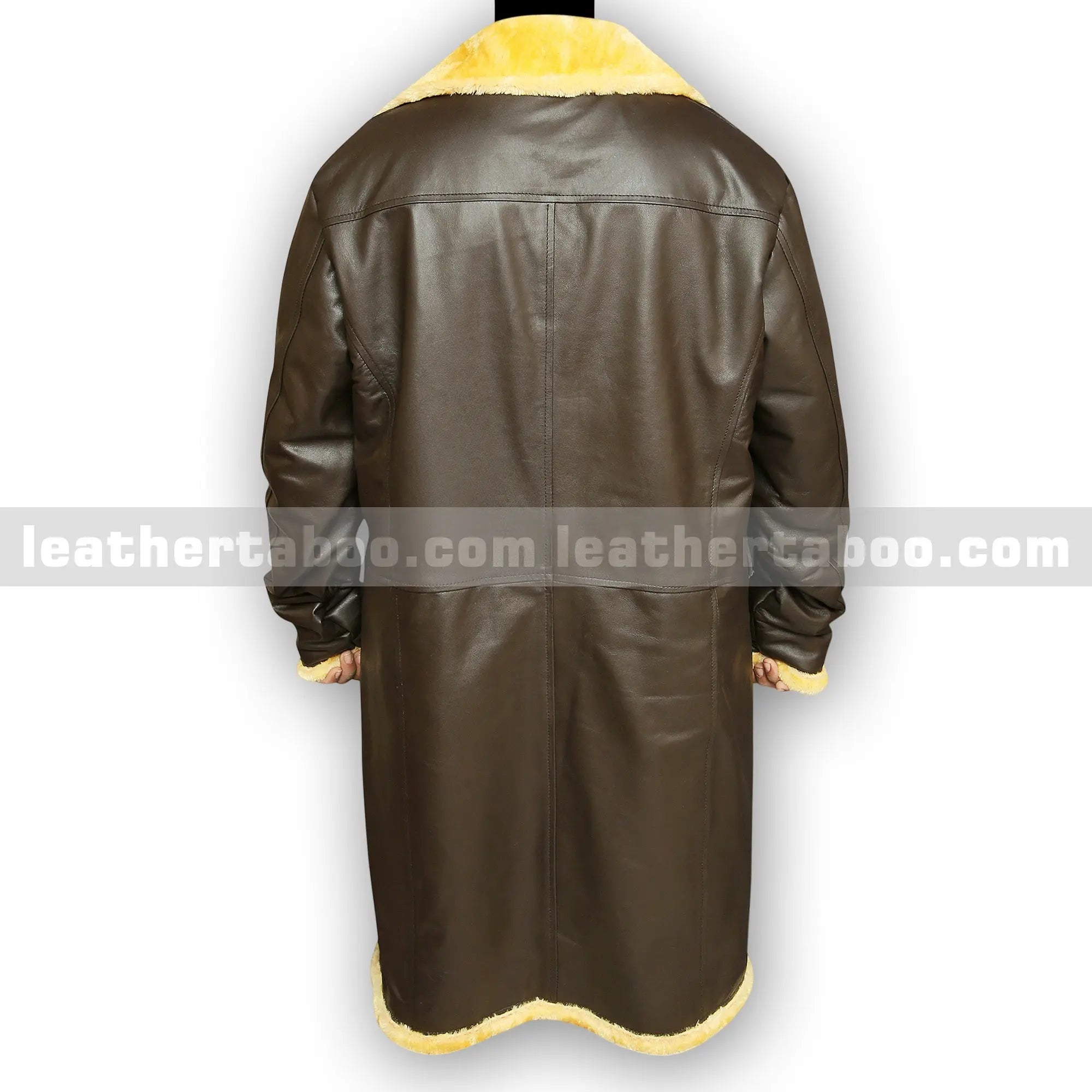 Men's Brown Sheepskin Leather Coat with Faux Shearling Lining | Winter Long Jacket | Warm Outerwear | Classic Cold Weather Style - Leather taboo