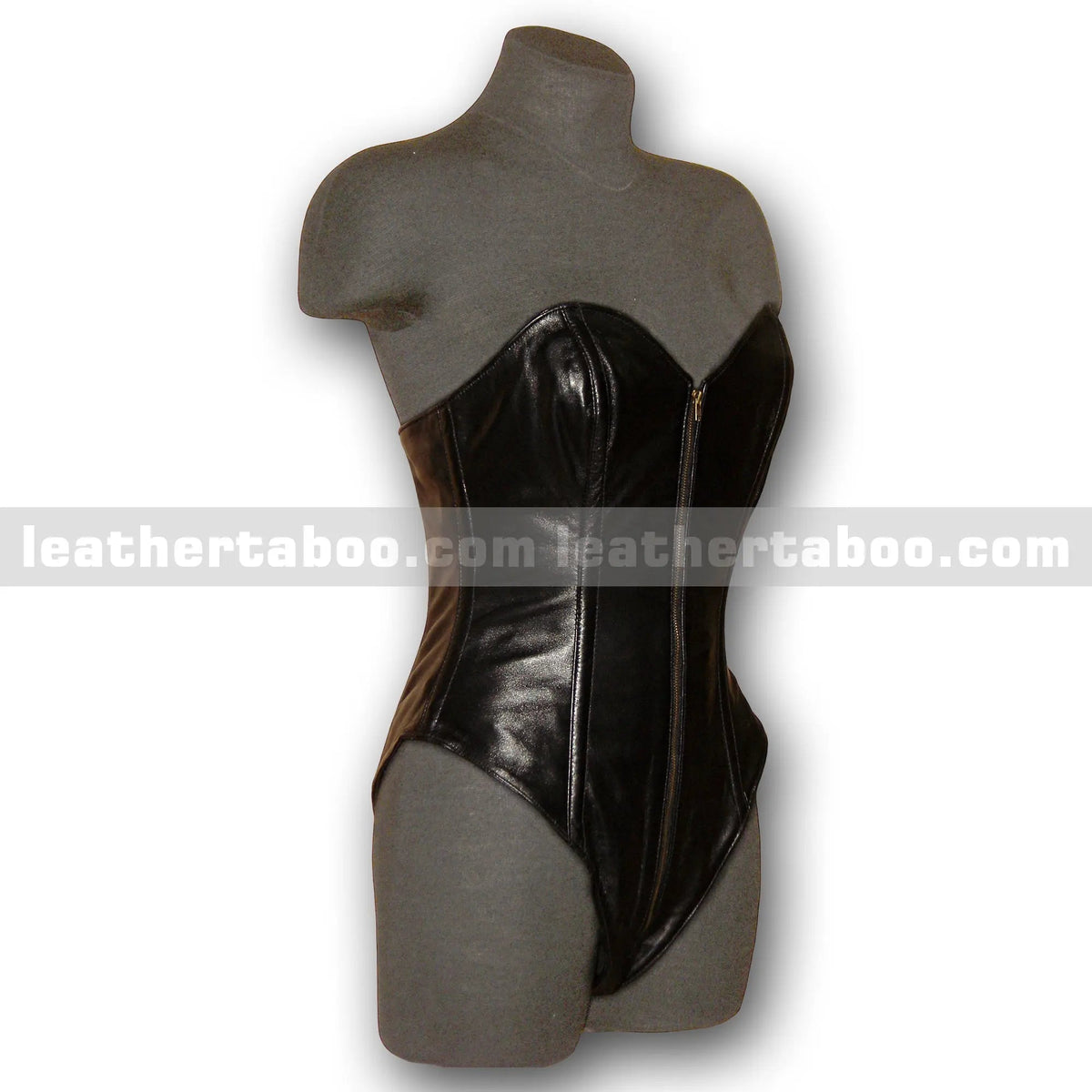 Women’s Premium Sheepskin Leather Bodysuit – Strapless Black Zip-Front One-Piece with Sculpted Fit – Bold and Modern Leatherwear - Leather taboo