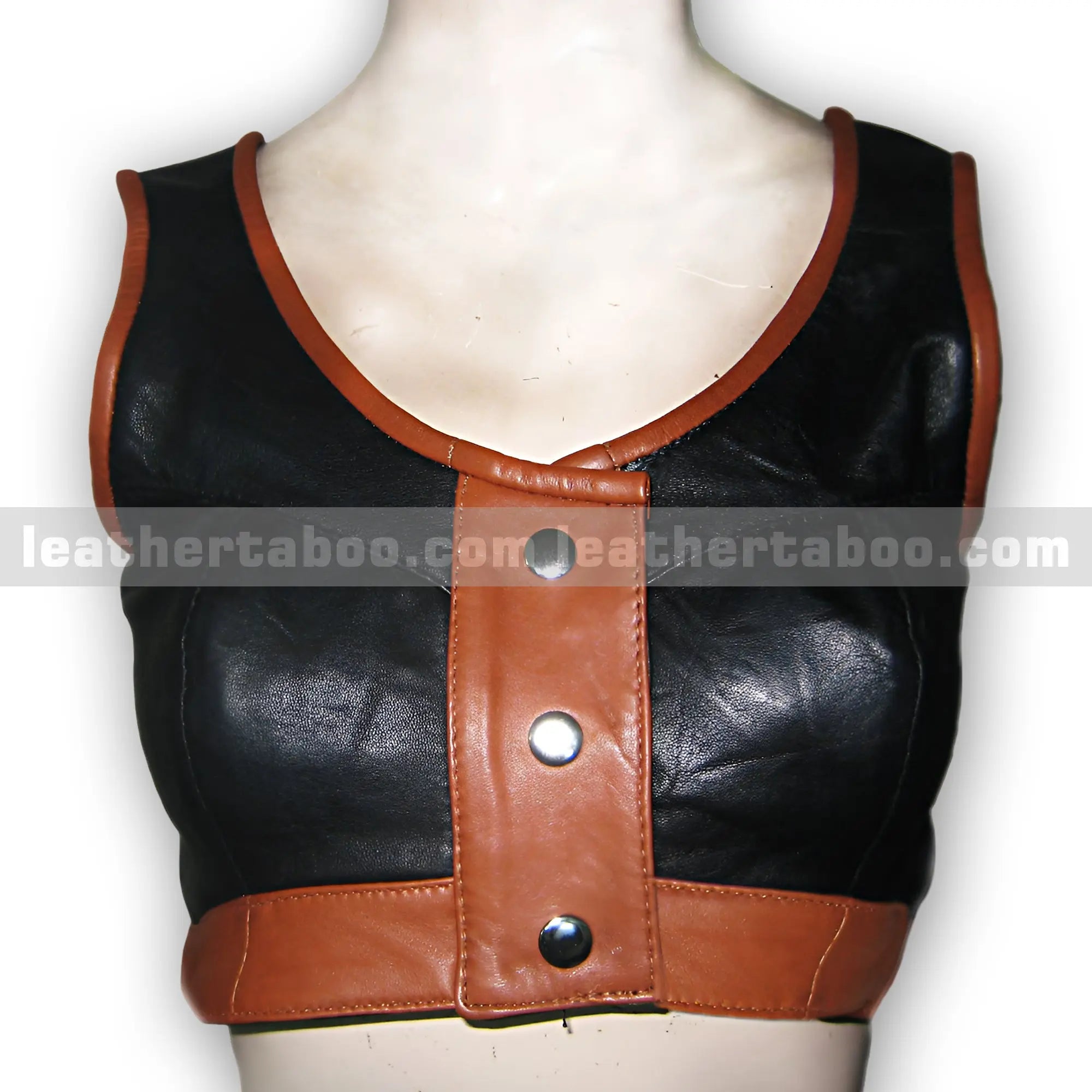 Women's Premium Sheepskin Leather Two-Piece Outfit – Black and Brown Crop Top with Belted Skirt - Leather taboo