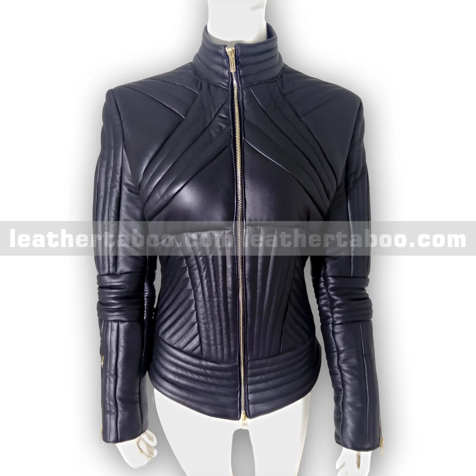 Women's Premium Sheepskin Leather Jacket – Quilted Moto Design with Front Zipper Closure - Leather taboo