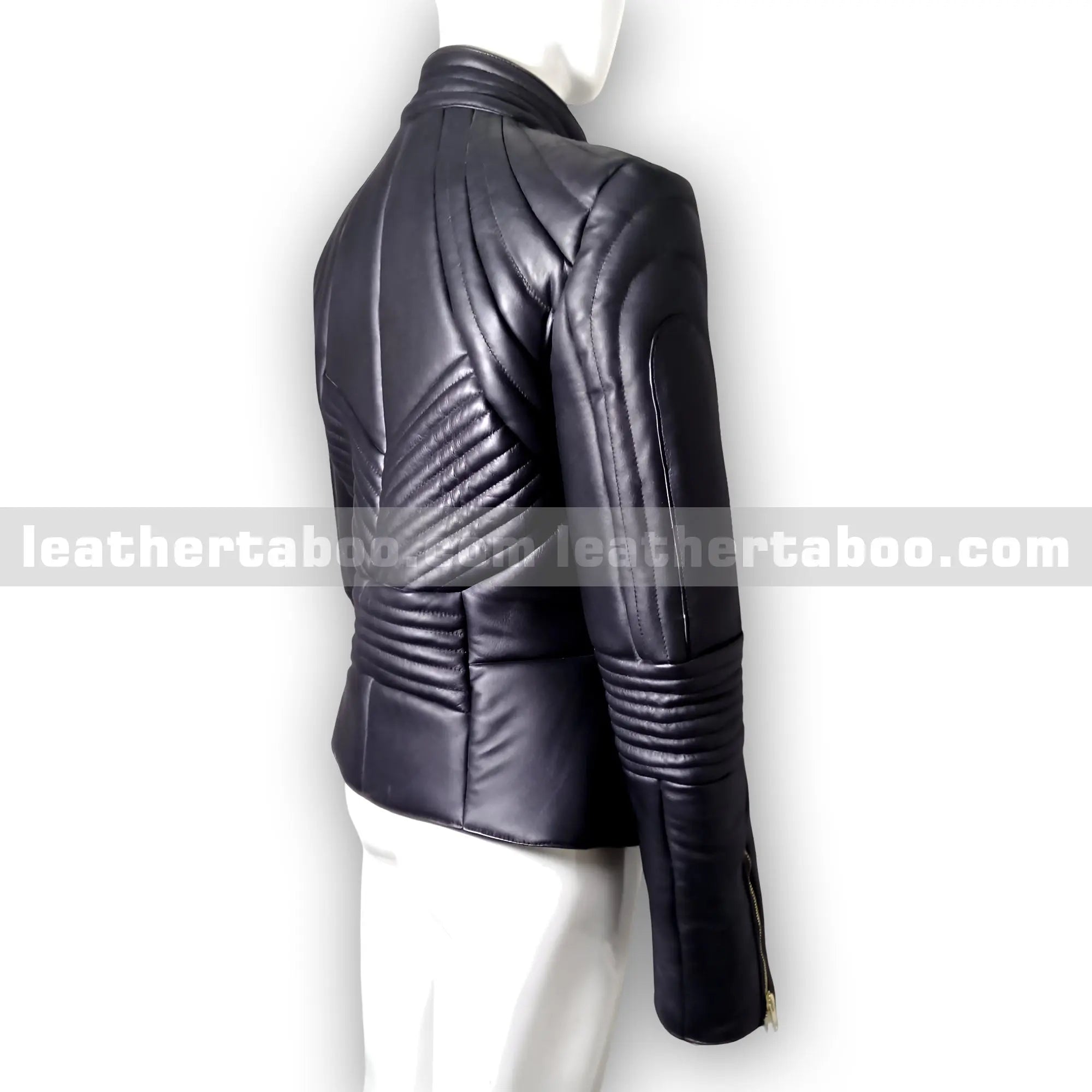 Women's Premium Sheepskin Leather Jacket – Quilted Moto Design with Front Zipper Closure - Leather taboo