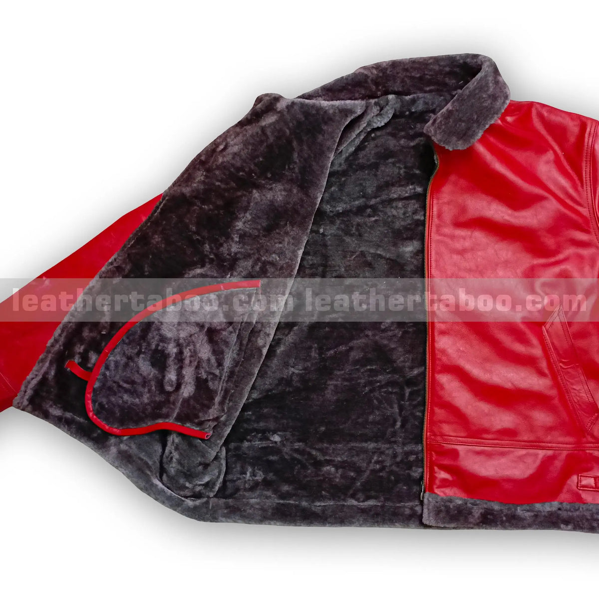 Men's Premium Red Sheepskin Leather Jacket with Faux Fur Lining – Winter Aviator Style Outerwear - Leather taboo