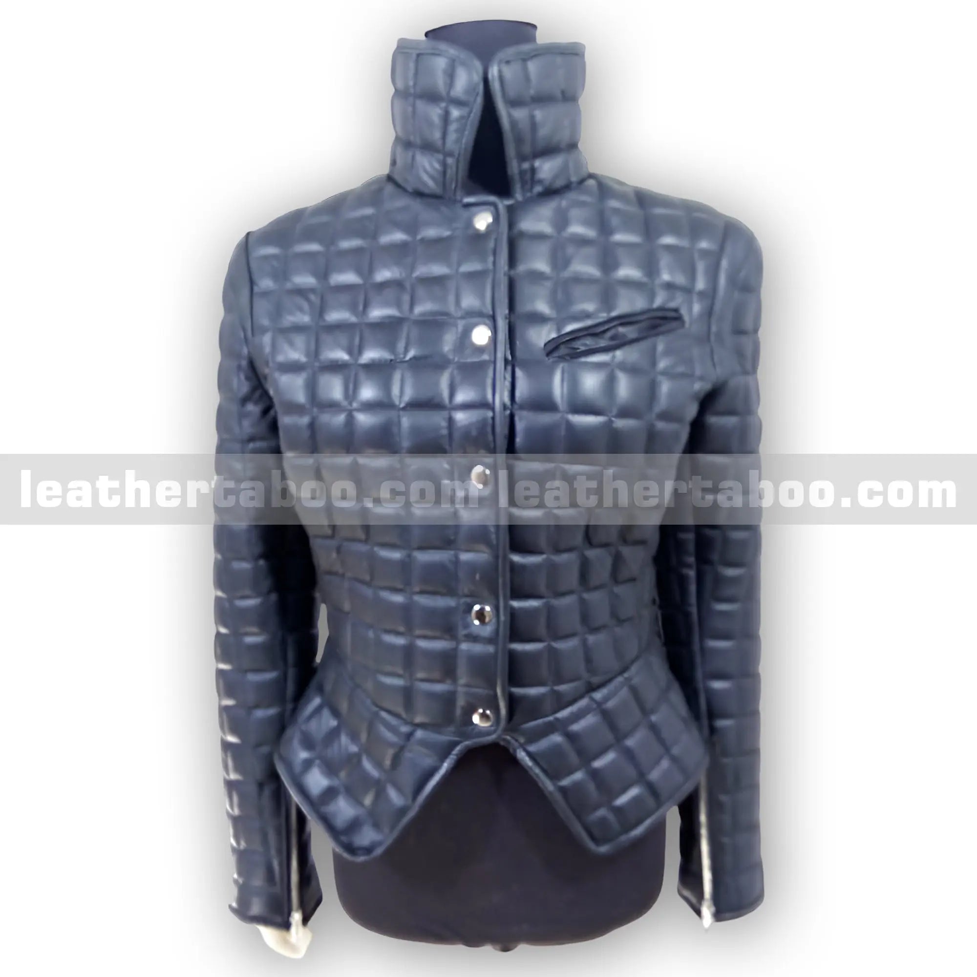 Women's Quilted Black Sheepskin Leather Jacket | Fitted Snap Button Jacket with Zippers | Stylish Warm Outerwear for Fall & Winter - Leather taboo