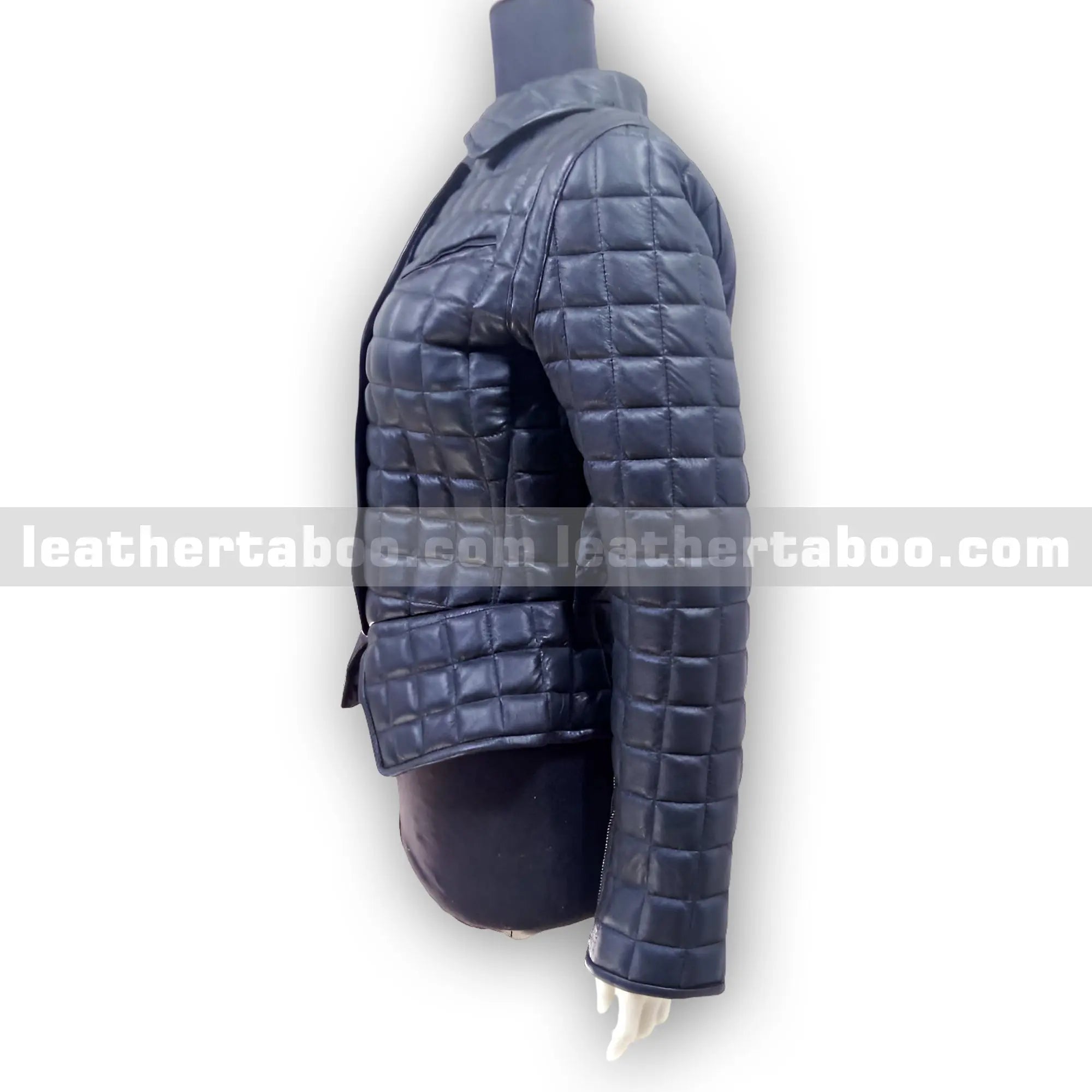 Women's Quilted Black Sheepskin Leather Jacket | Fitted Snap Button Jacket with Zippers | Stylish Warm Outerwear for Fall & Winter - Leather taboo